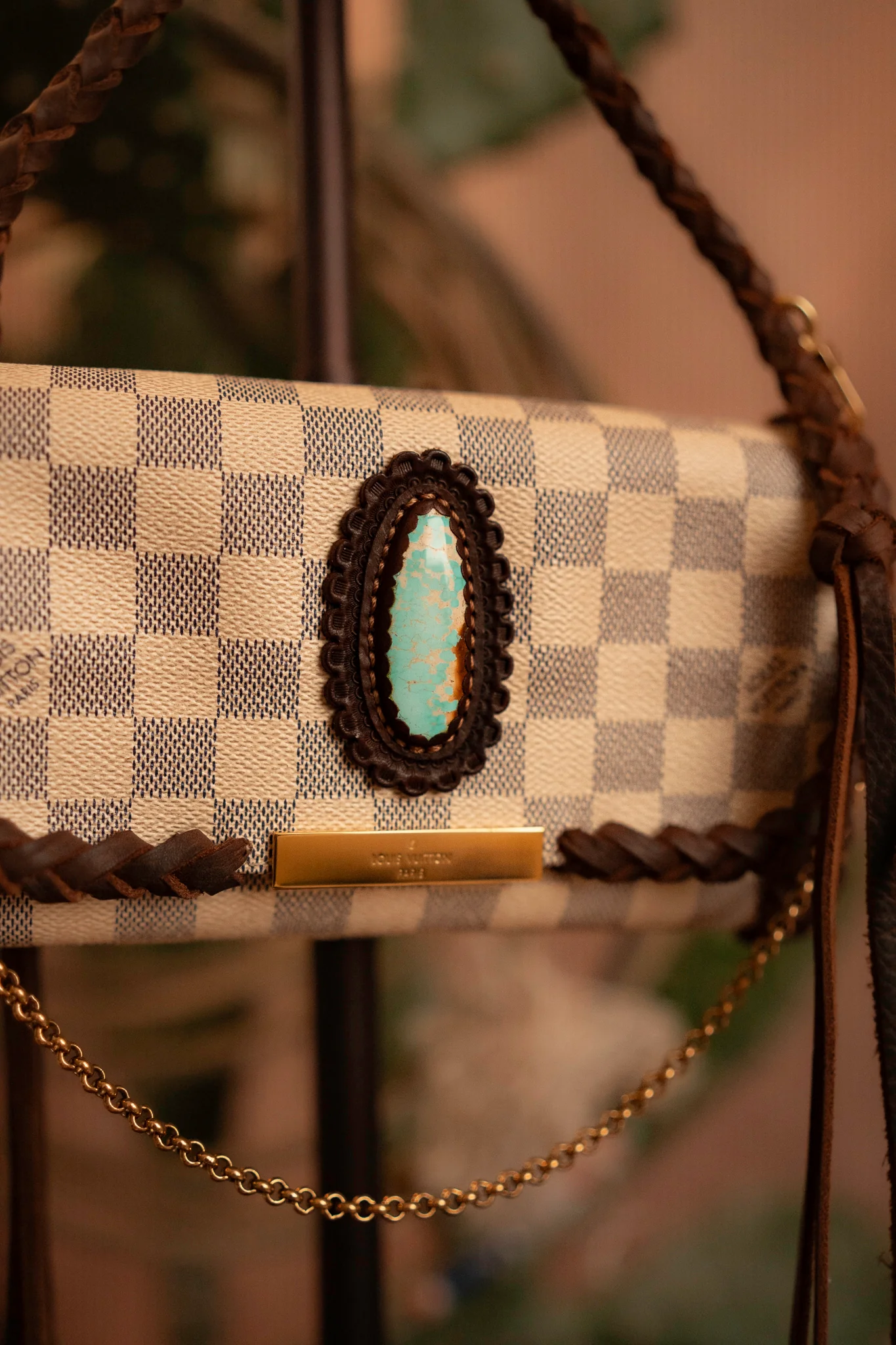 Leather and Vodka 45 Carat Kingman Turquoise Chocolate Favorite PM Bag - Image 3