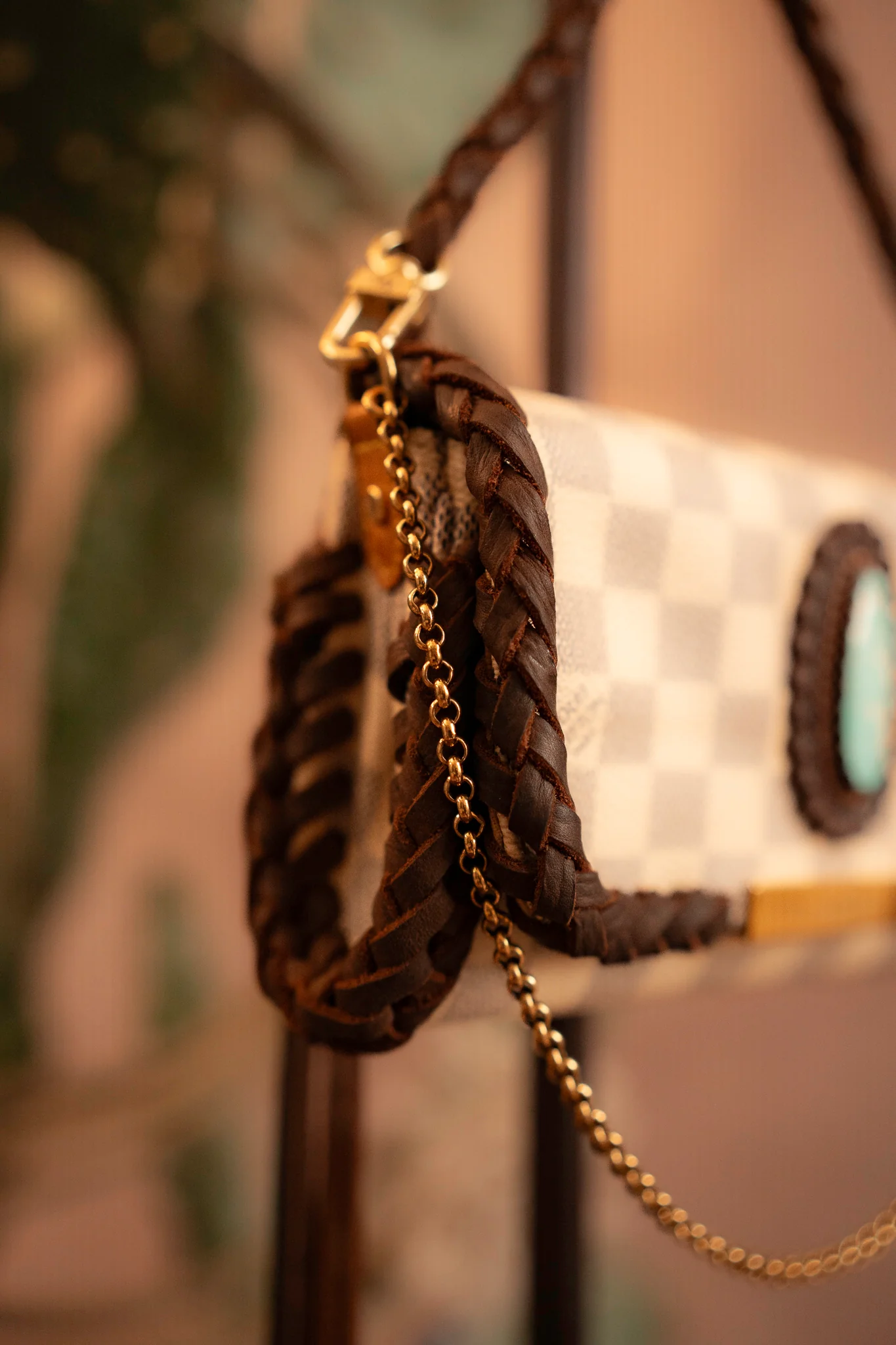 Leather and Vodka 45 Carat Kingman Turquoise Chocolate Favorite PM Bag - Image 4