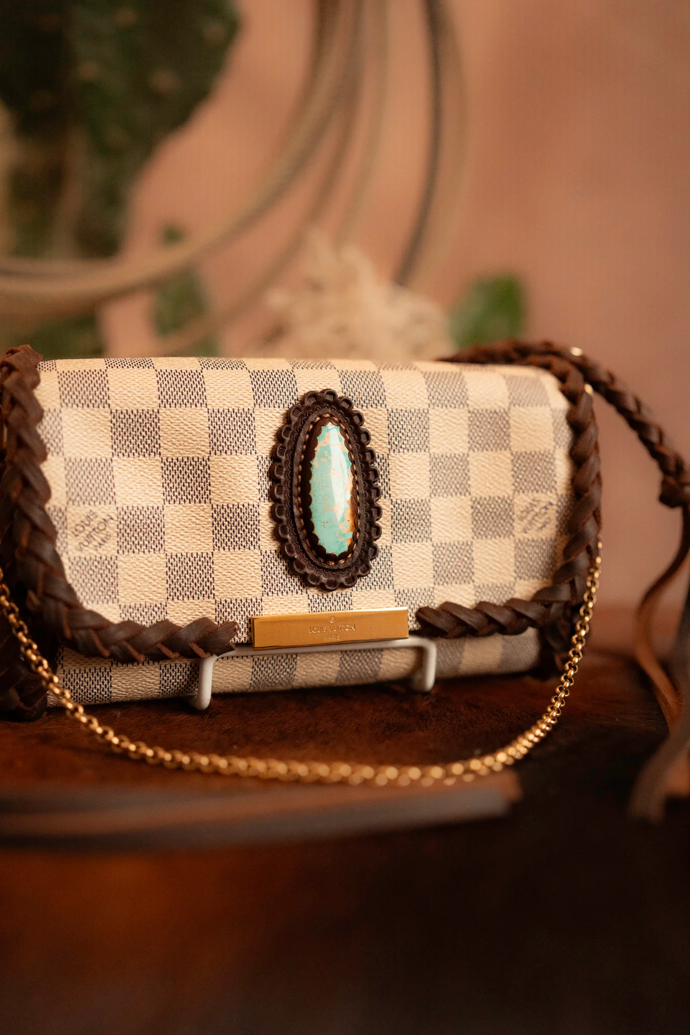 Leather and Vodka 45 Carat Kingman Turquoise Chocolate Favorite PM Bag - Image 6