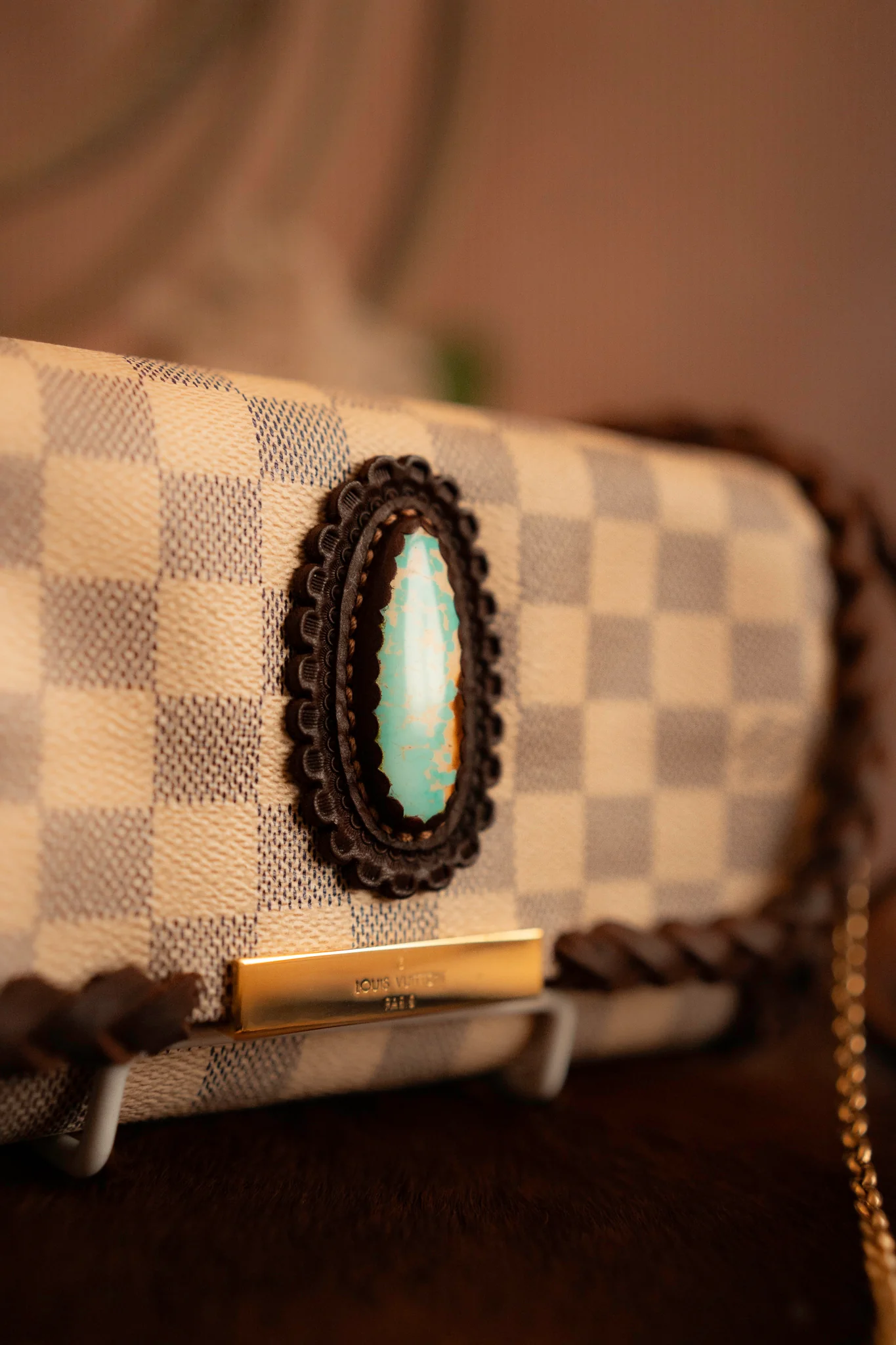 Leather and Vodka 45 Carat Kingman Turquoise Chocolate Favorite PM Bag - Image 7