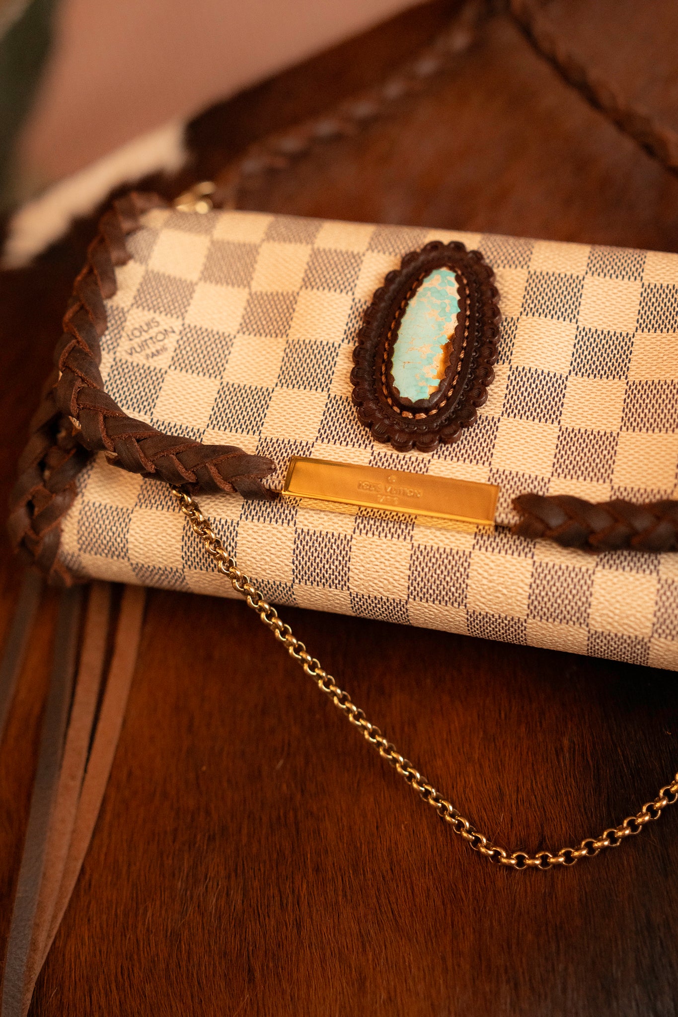 Leather and Vodka 45 Carat Kingman Turquoise Chocolate Favorite PM Bag - Image 8