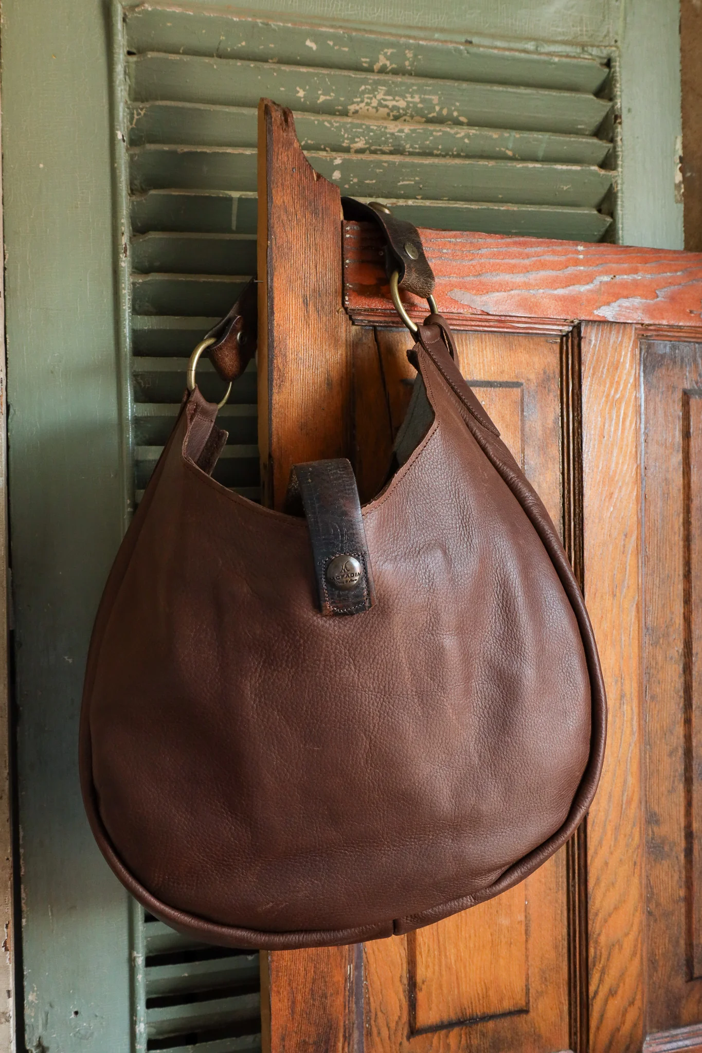Two Bar West Hair on Hide Brindle Vintage Strap Bag - Image 6
