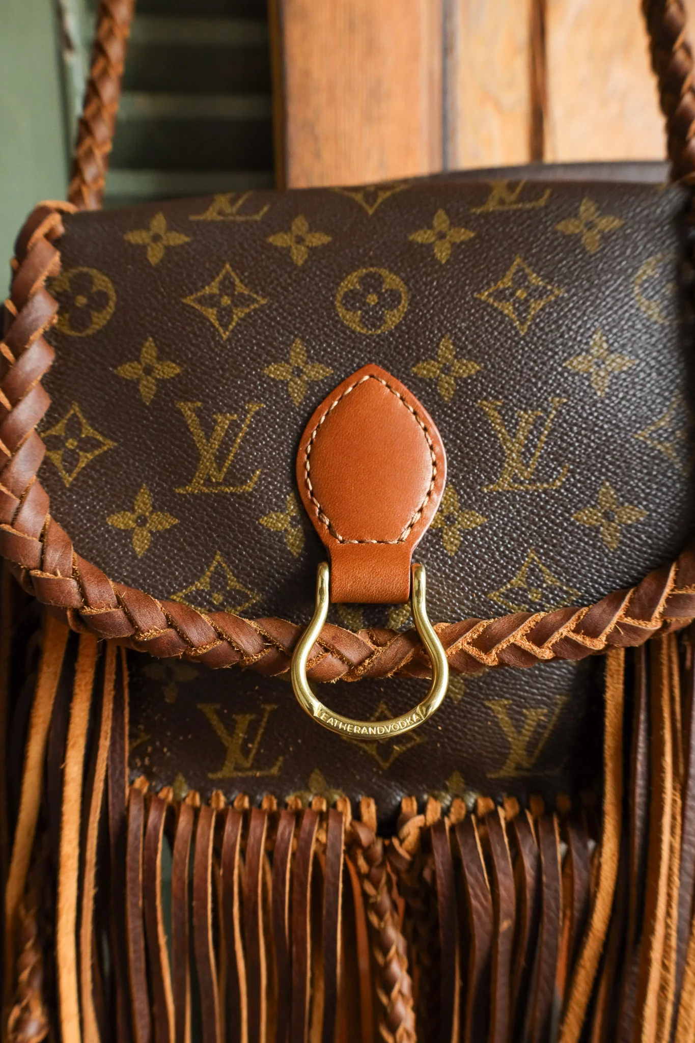 Leather and Vodka Saint Cloud MM Camel Fringe Handbag - Image 3