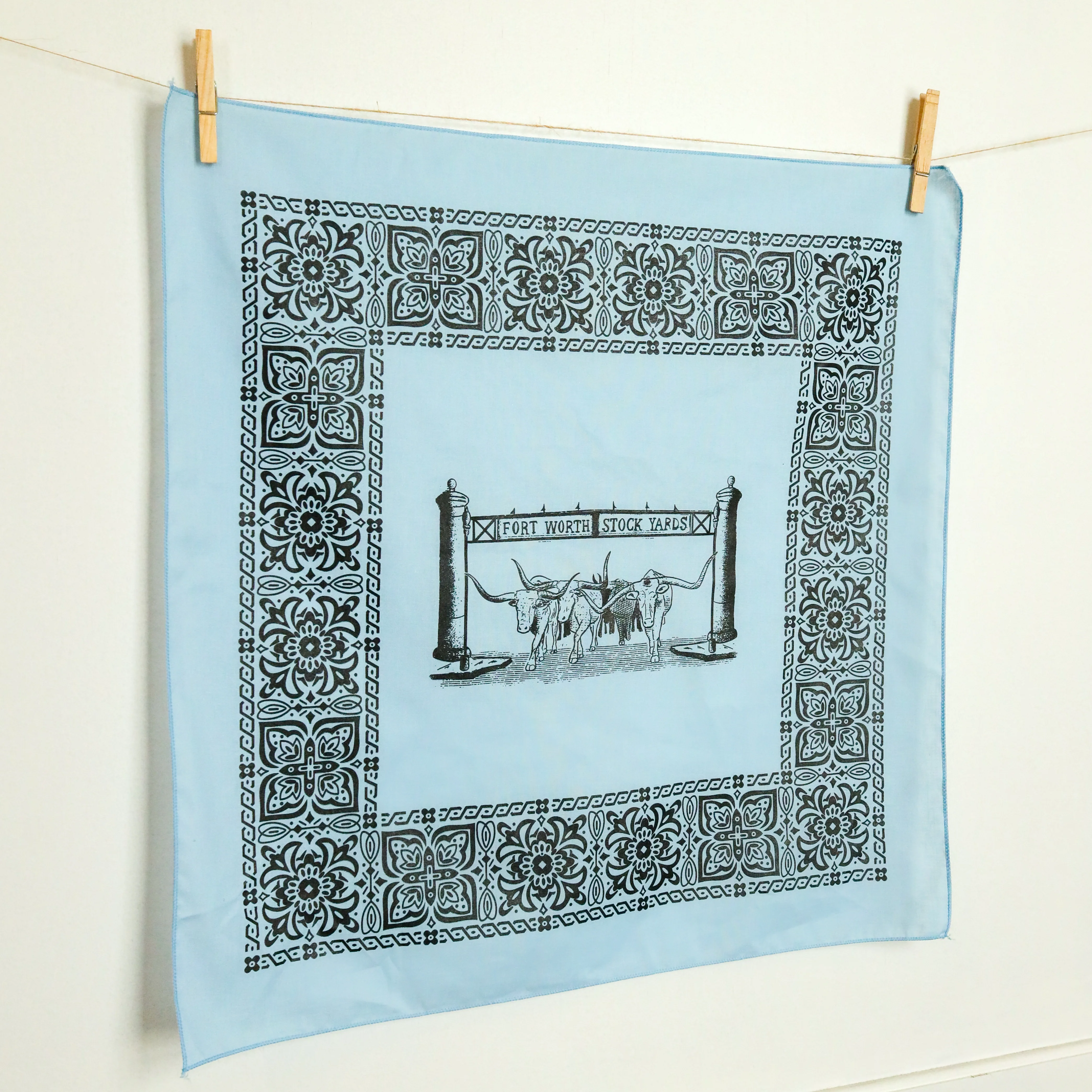 Fort Worth Stock Yards Bandana- Blue - Image 3