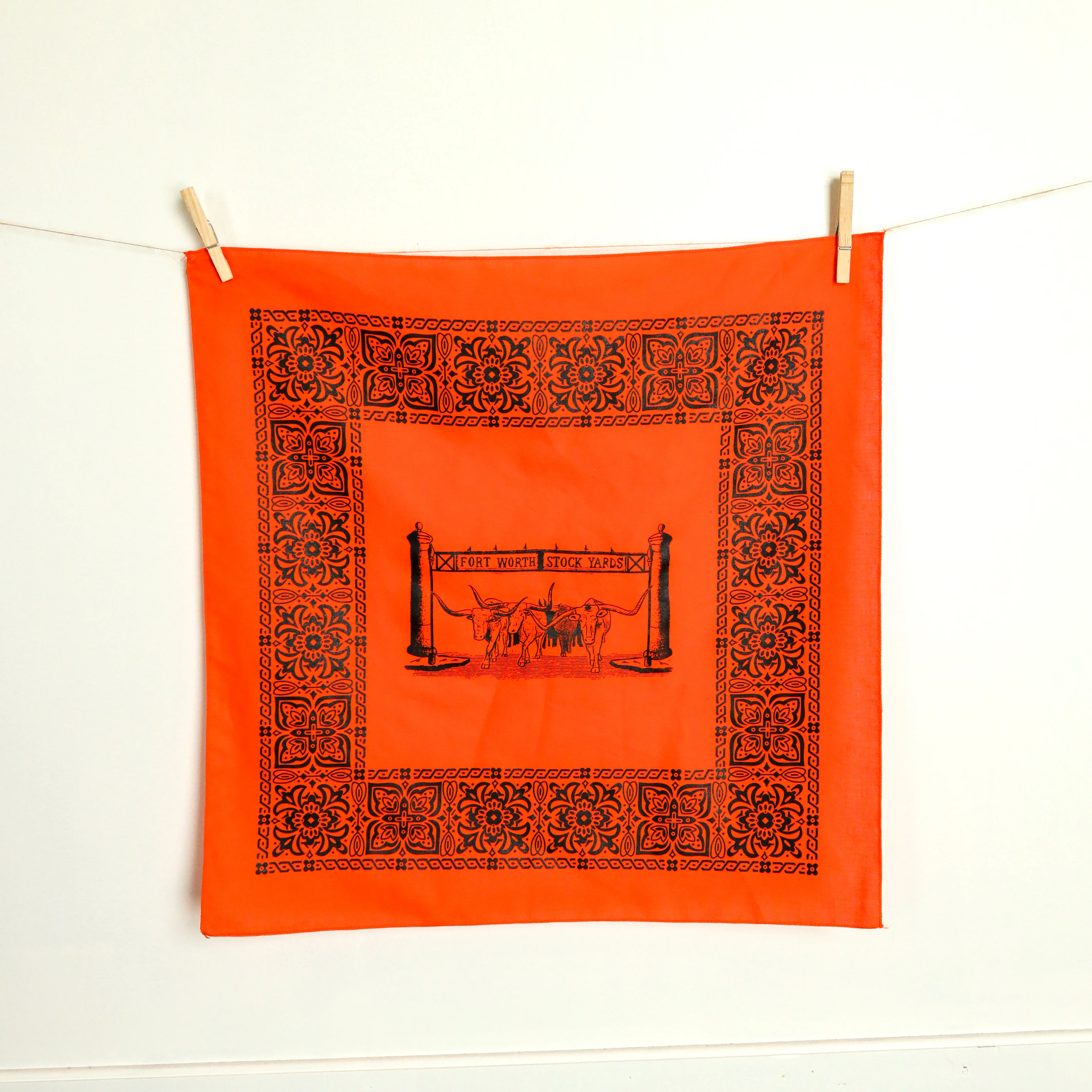 Fort Worth Stock Yards Bandana- Orange - Image 3
