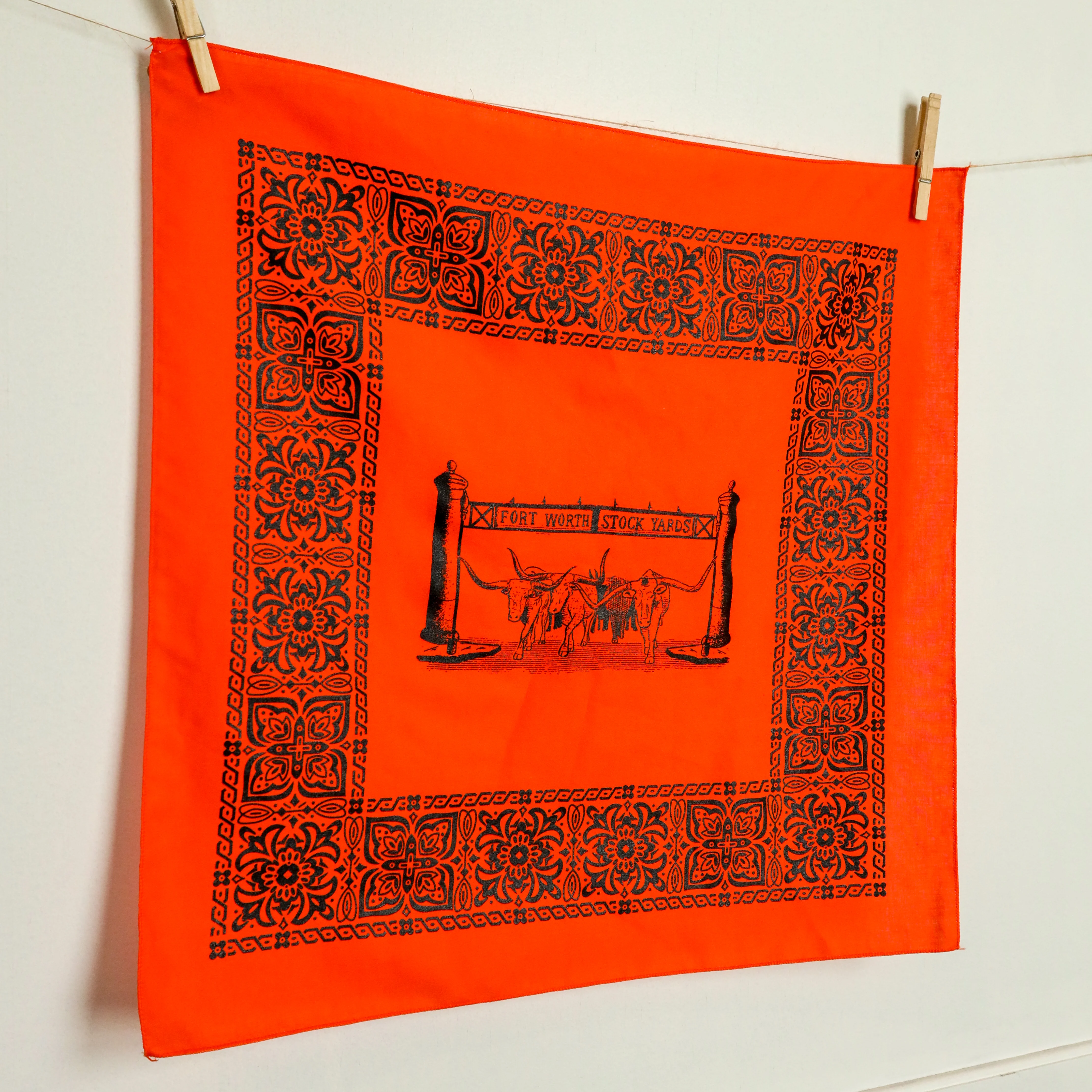 Fort Worth Stock Yards Bandana- Orange - Image 4