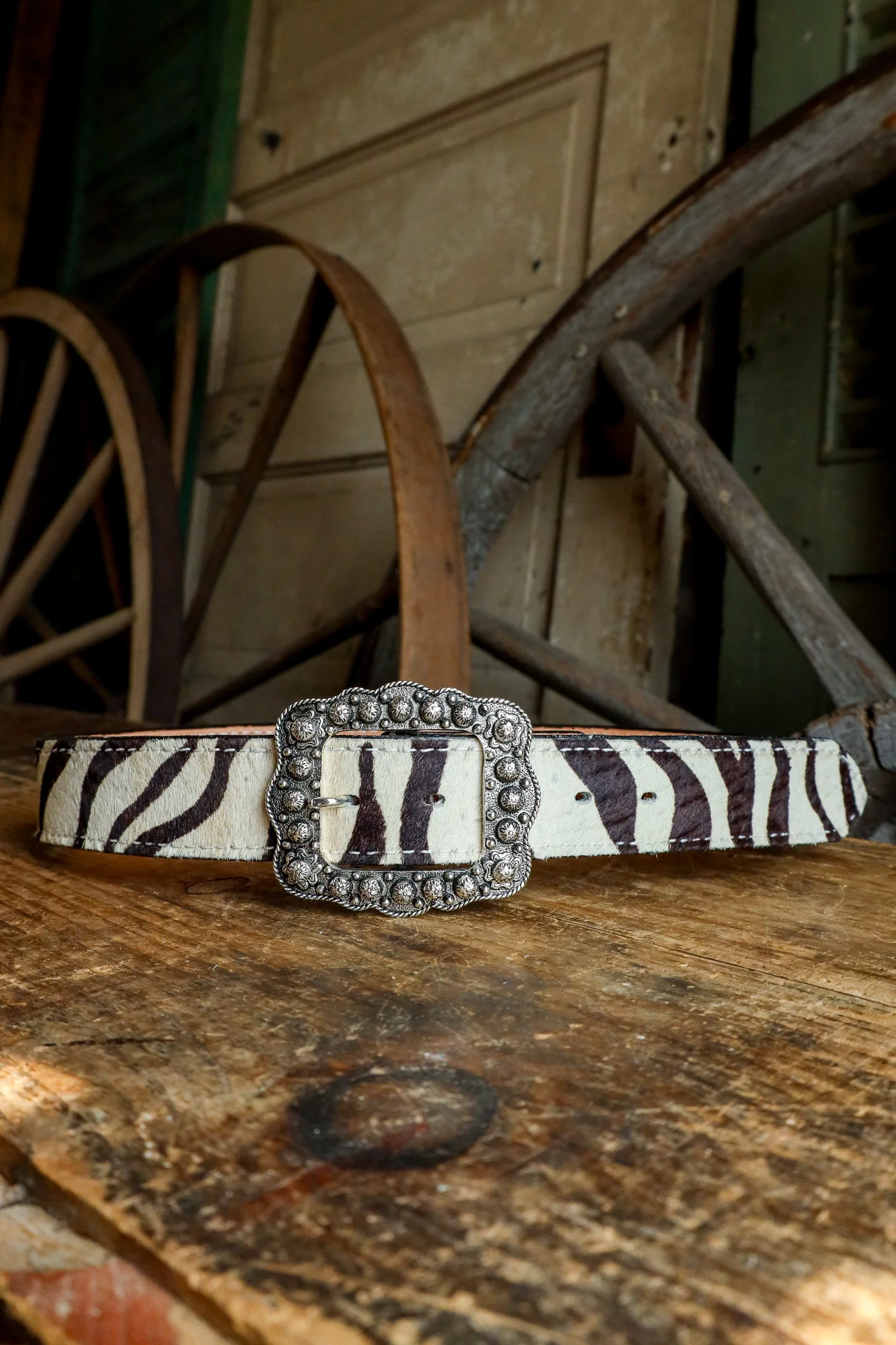 Double J Saddlery Zebra Cowhide 1.5" Belt