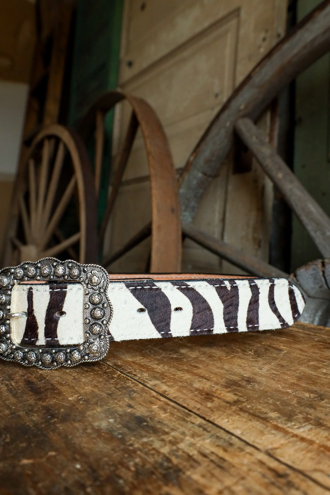 Double J Saddlery Zebra Cowhide 1.5" Belt - Image 6