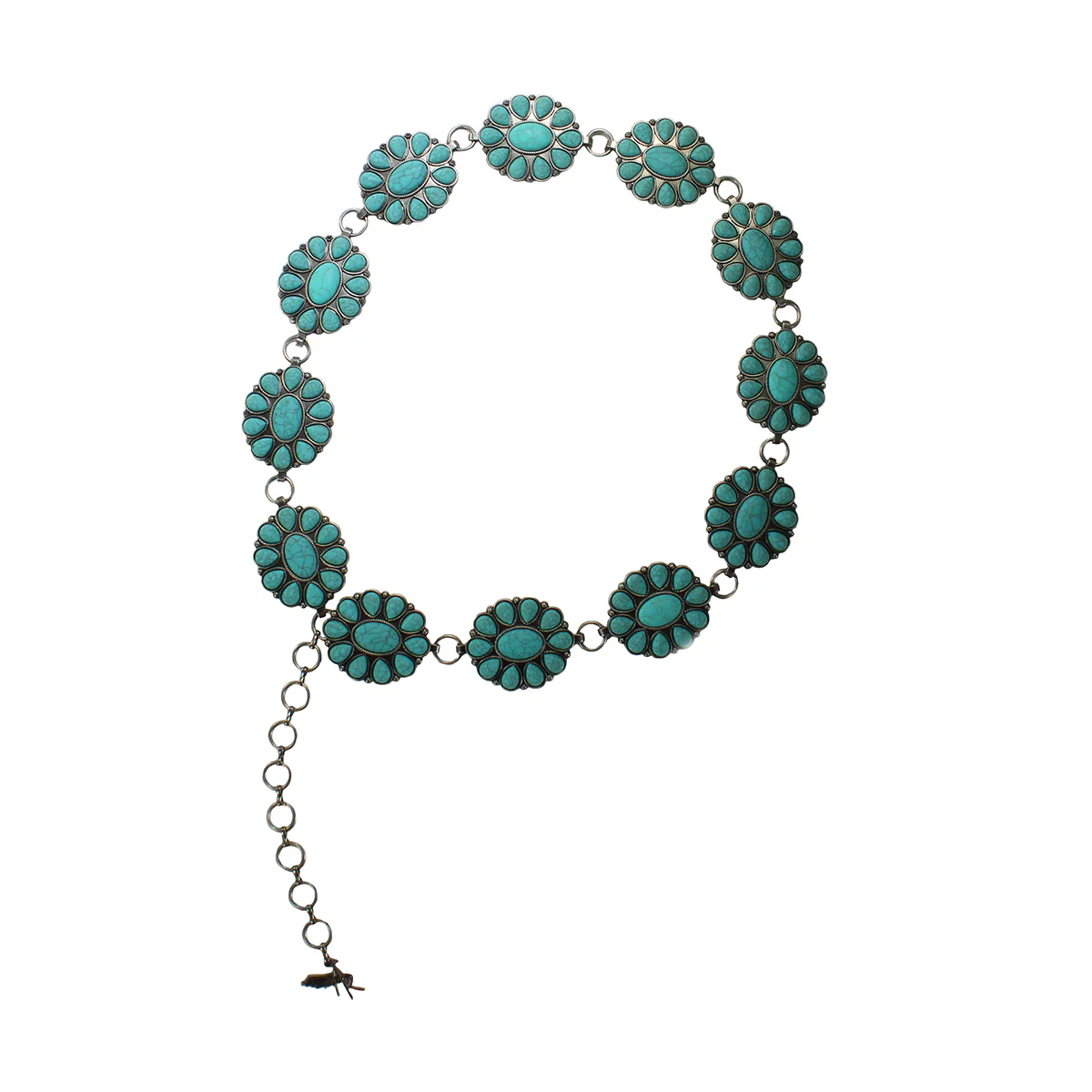 ANGEL RANCH LADIES BELT 2" FLOWER CONCHO TURQUOISE