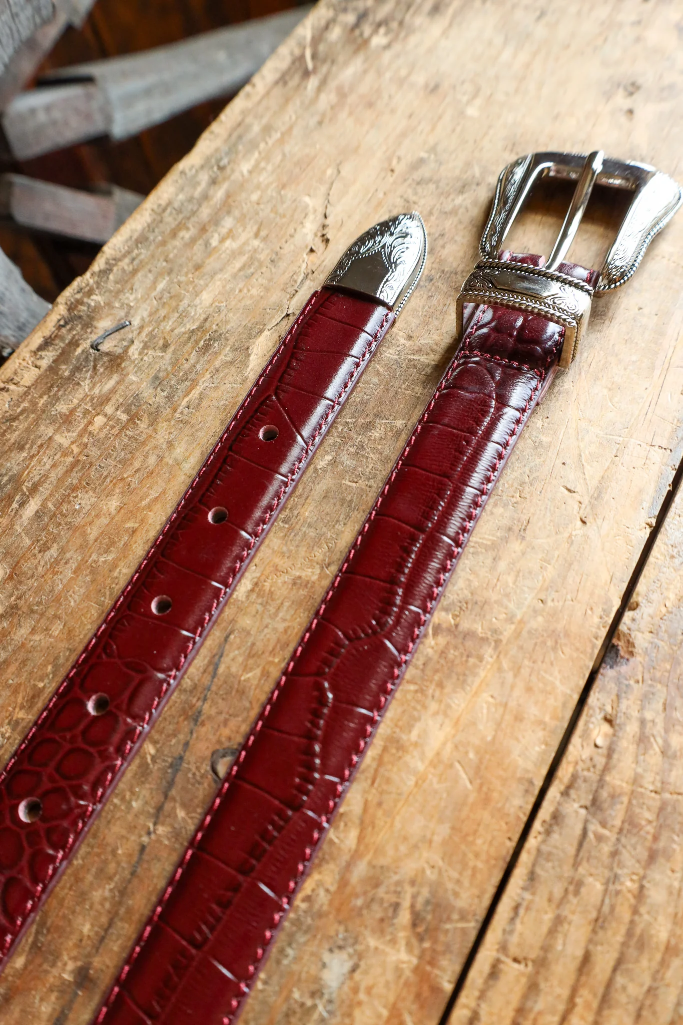 Maverick Exclusive Laurel and Gold Westlake Belt- Crocodile Print - Image 3