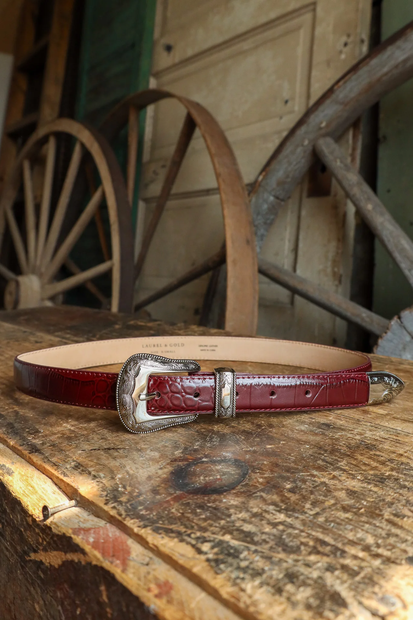 Maverick Exclusive Laurel and Gold Westlake Belt- Crocodile Print - Image 8
