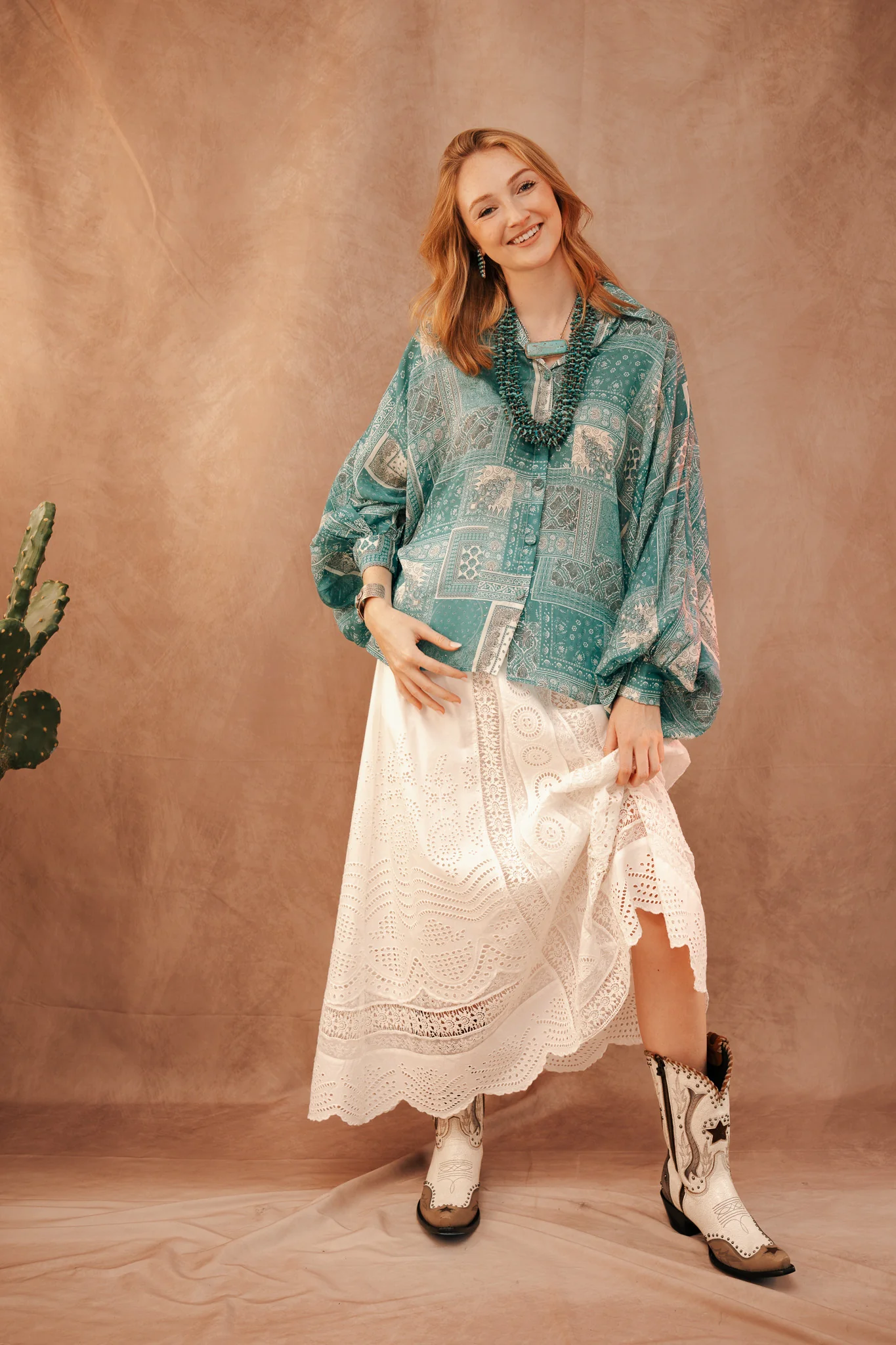 Buelahstyle Bandana Print Dolman Blouse
