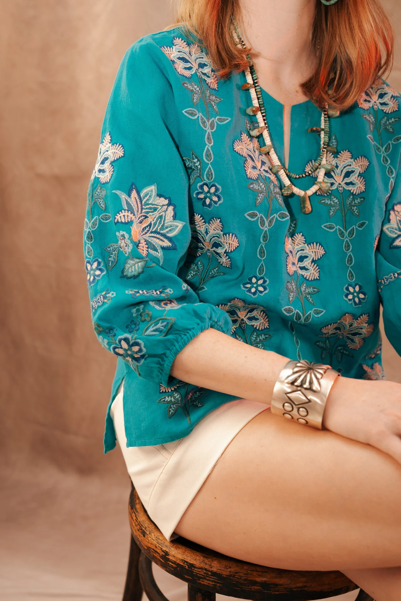 Johnny Was Boheme Split Linen Blouse - Image 3