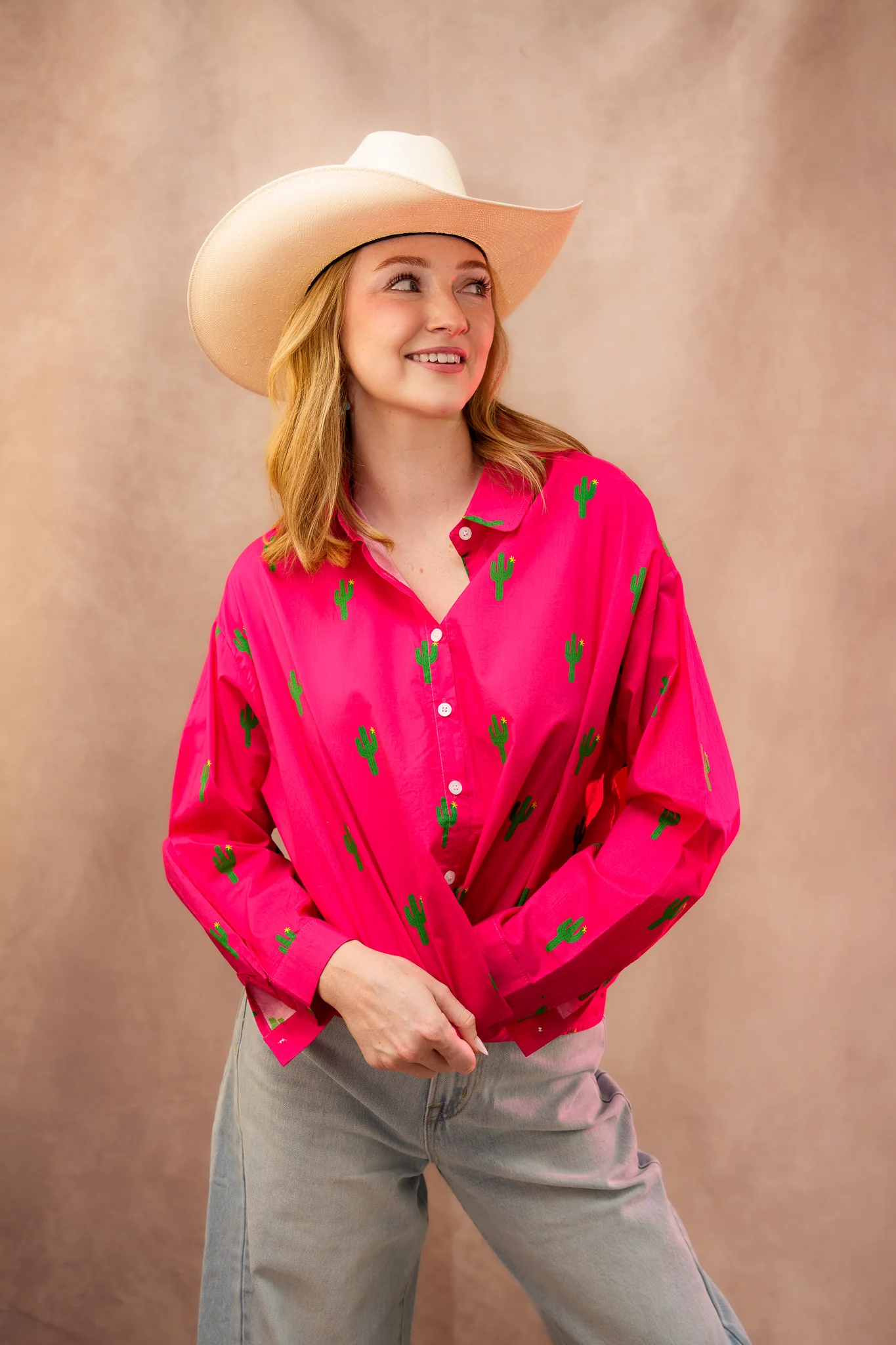 Beulahstyle Cactus Print Button Up Blouse