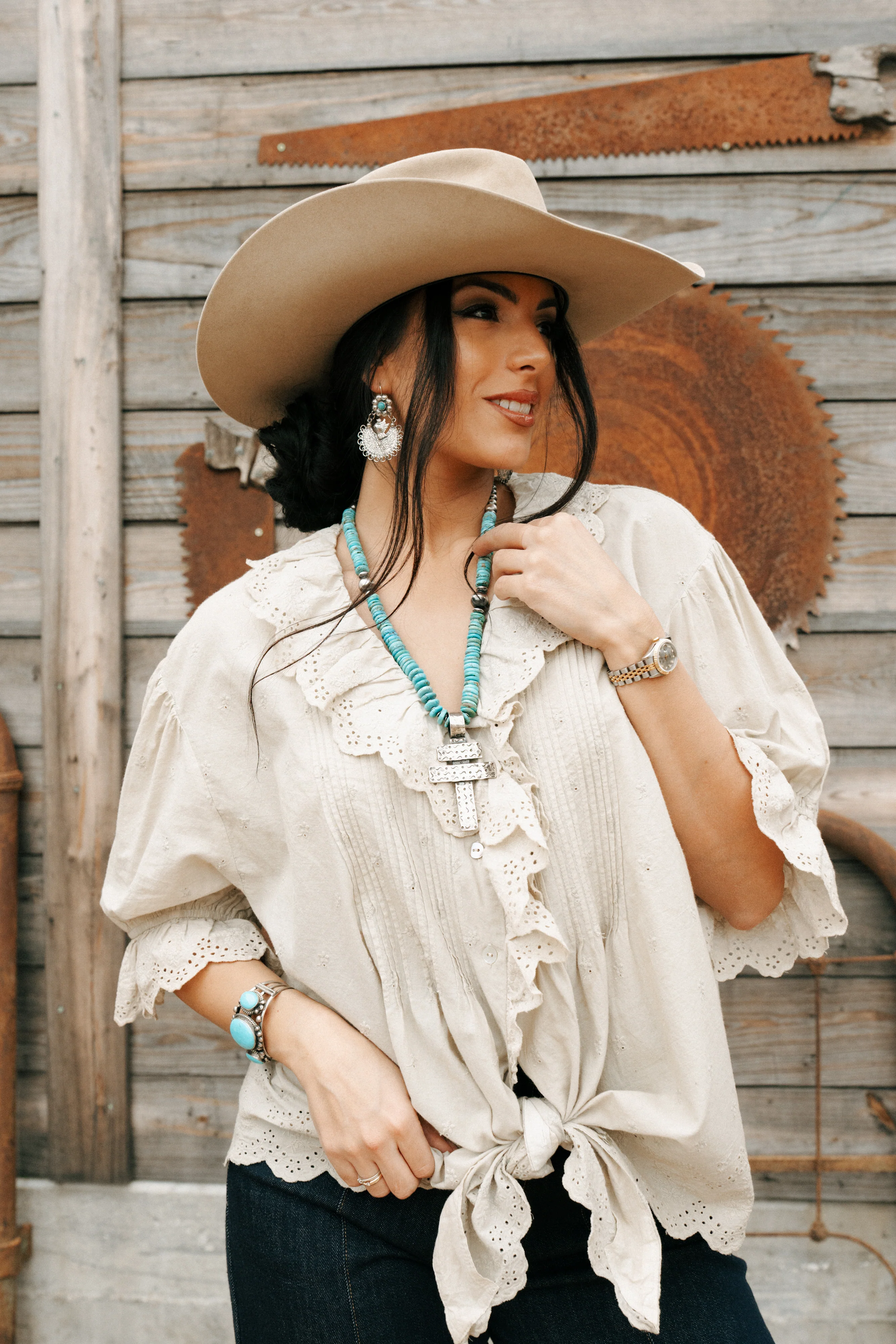 A Rare Bird Eyelet Trim Short Sleeve Blouse - Image 5