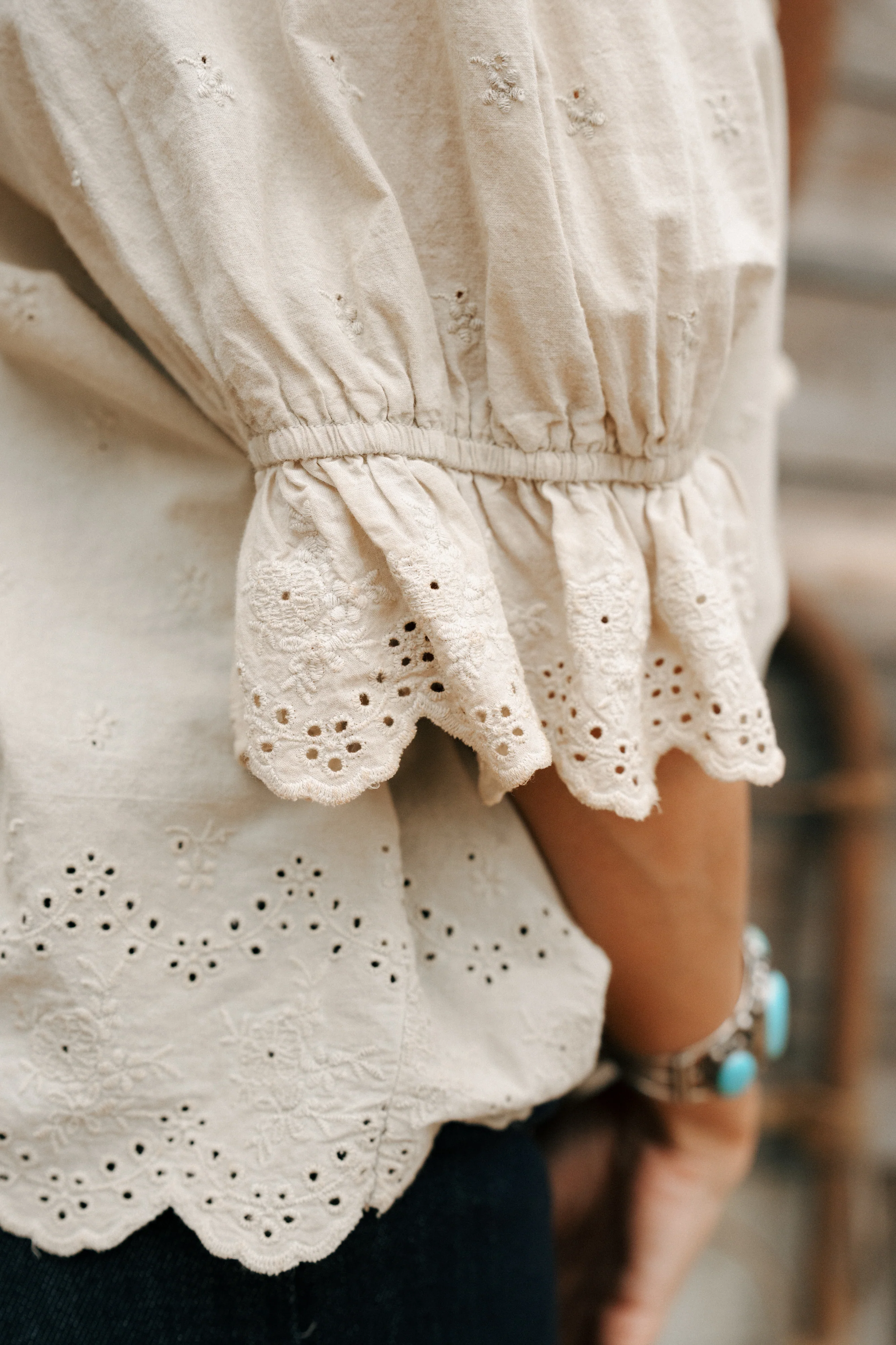 A Rare Bird Eyelet Trim Short Sleeve Blouse - Image 6