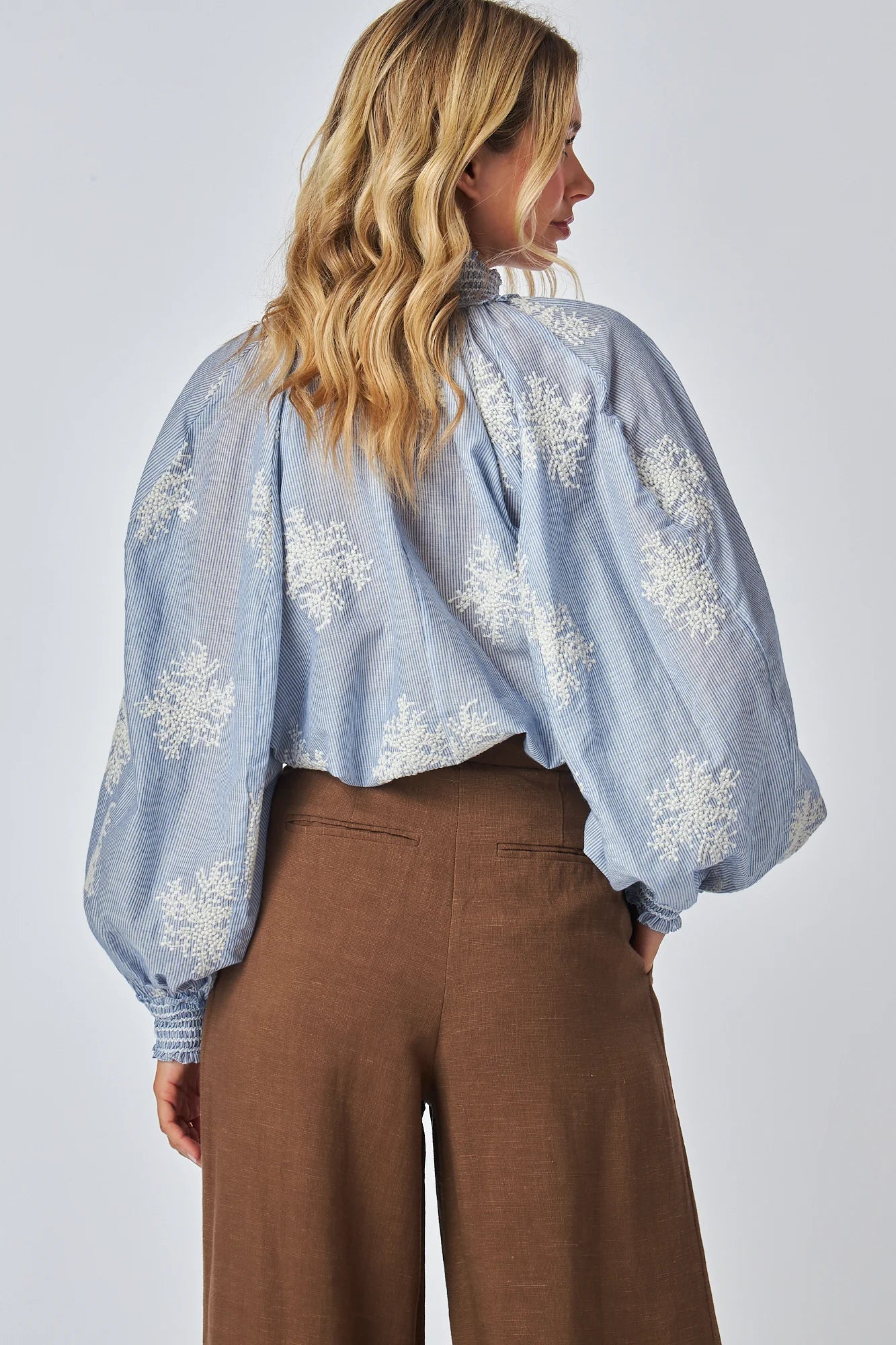 YNAKIM MADISON SMOCK STRIPE LONG SLEEVE BLOUSE - Image 4
