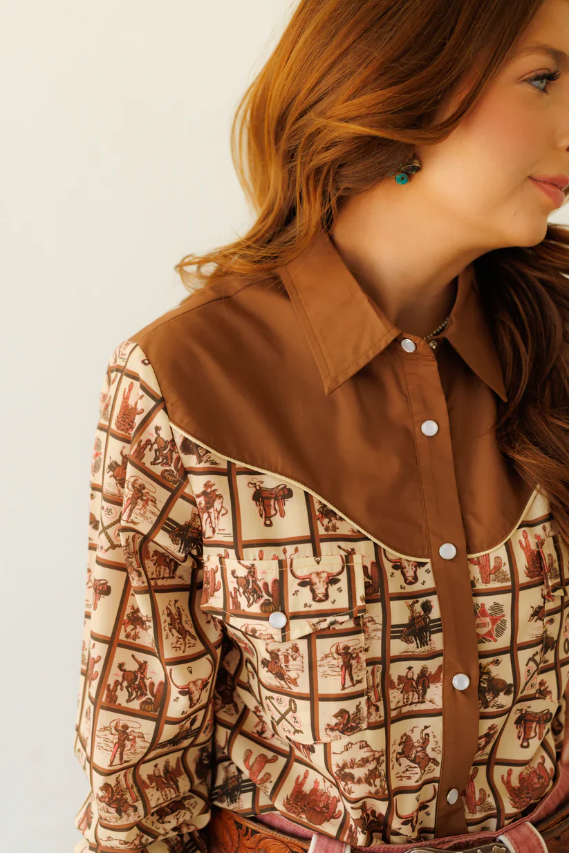 Howdy Hanny Western Squares Blouse - Image 3