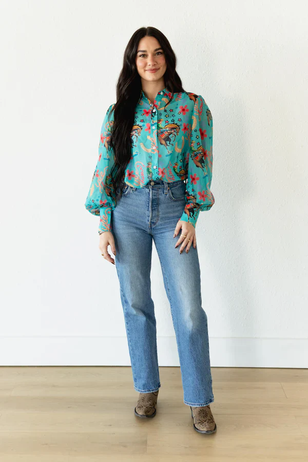 TURQUOISE HAVEN TURQUOISE YEEHAW BLOUSE - Image 2