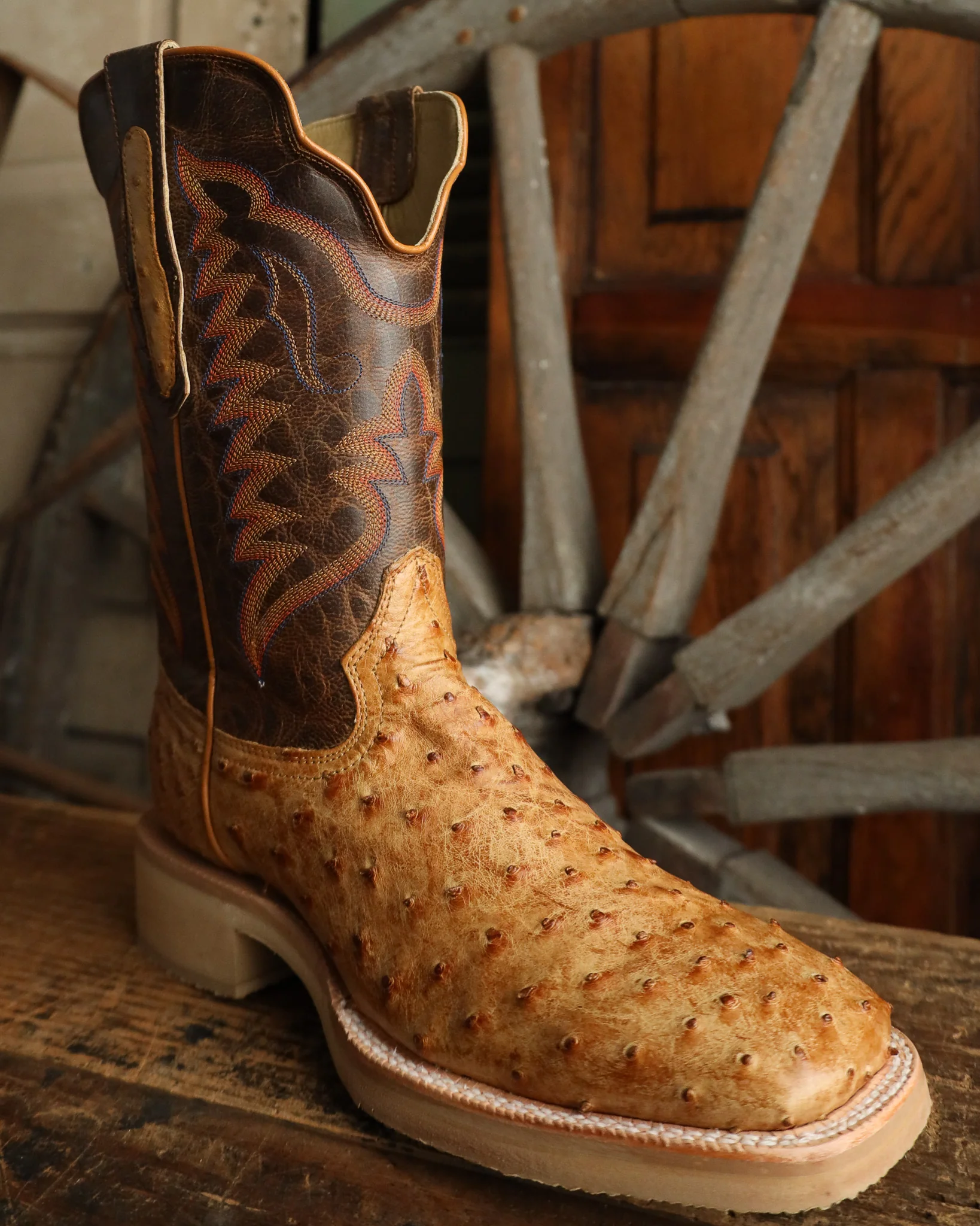 R. Watson Men’s Full Quill Ostrich Wide Square 11″ Boot - Image 2