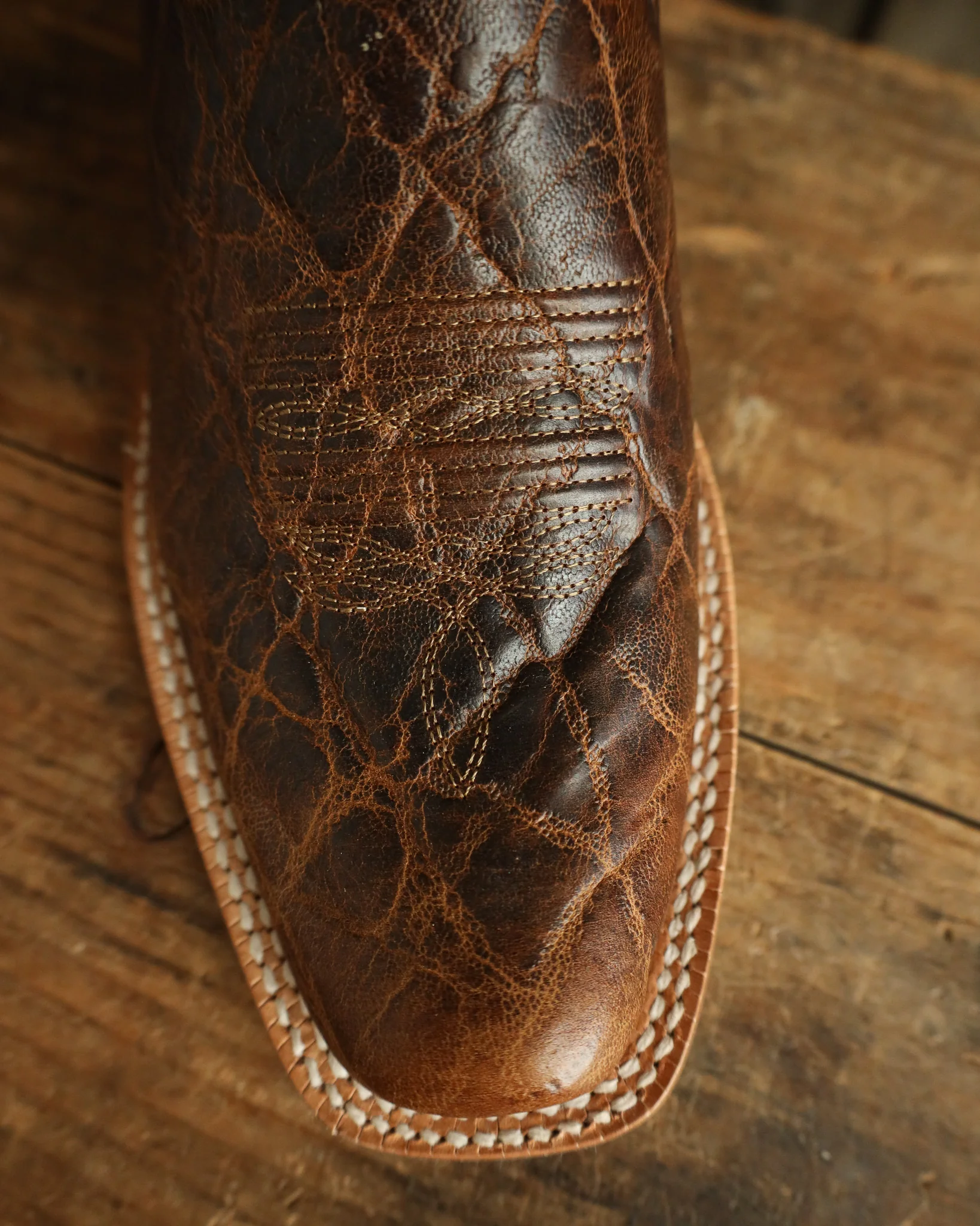 RW Ranch by R. Watson Men's Cowhide Tan Blue 13" Boot - Image 4