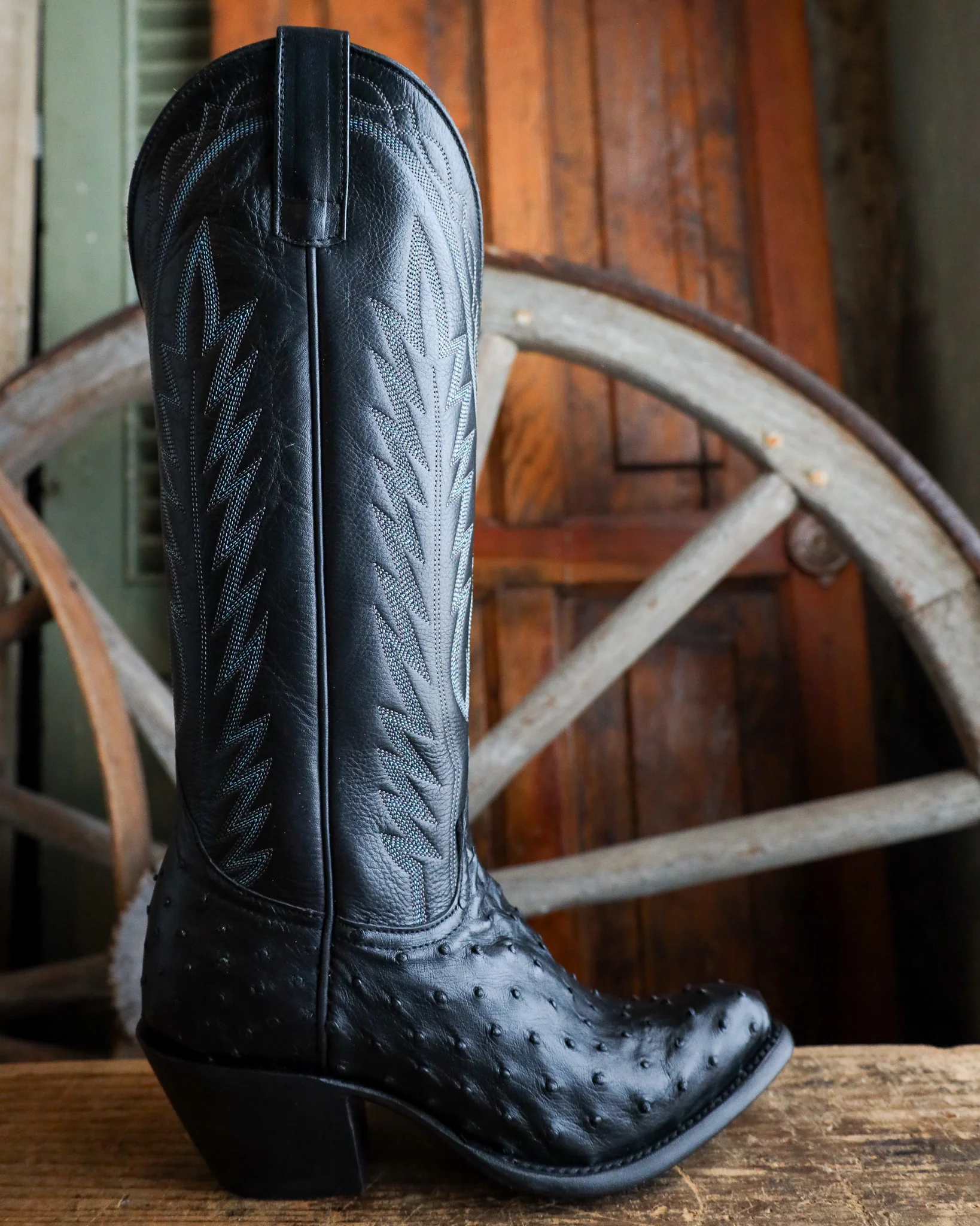 Macie Bean Women's Black Ostrich 15" Boot - Image 8