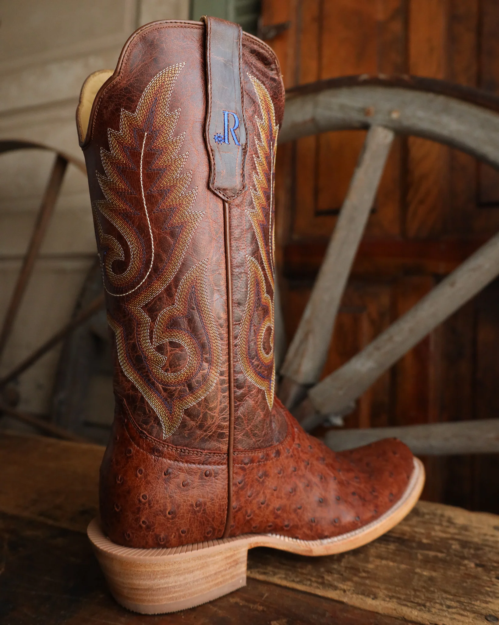 R. Watson Full Quill Ostrich Narrow Square Brass 13" Boot - Image 7