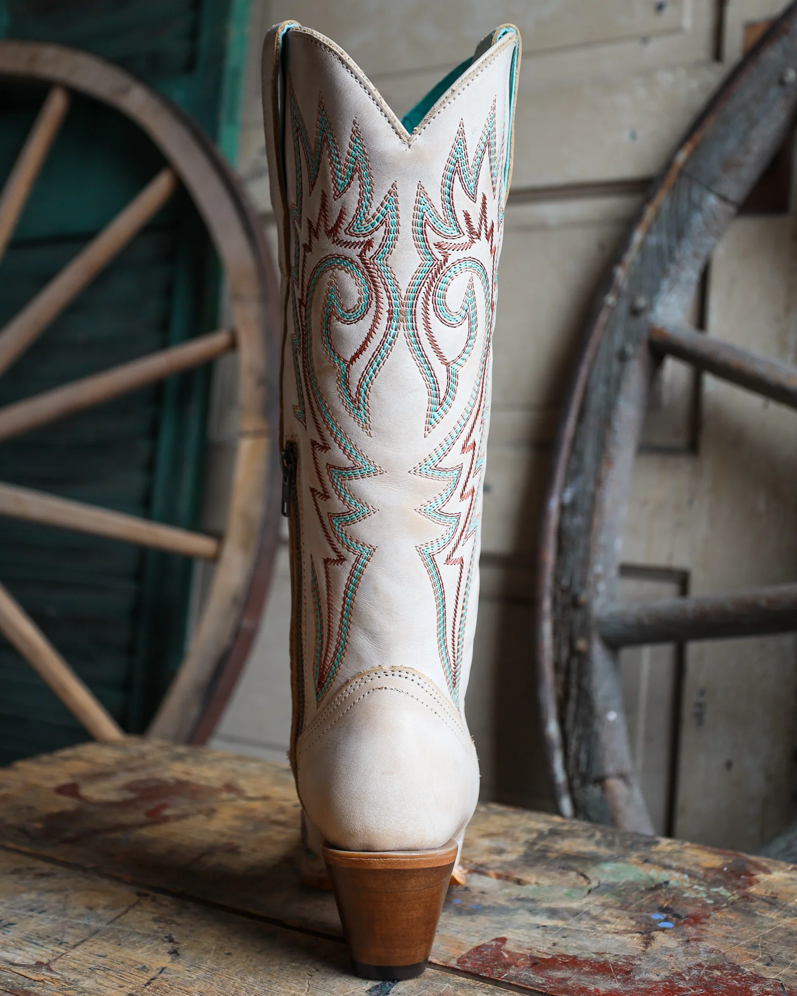 Corral Women's Blue And Red Embroidery Bone Snip Toe 15" Cowboy Boot - Image 5