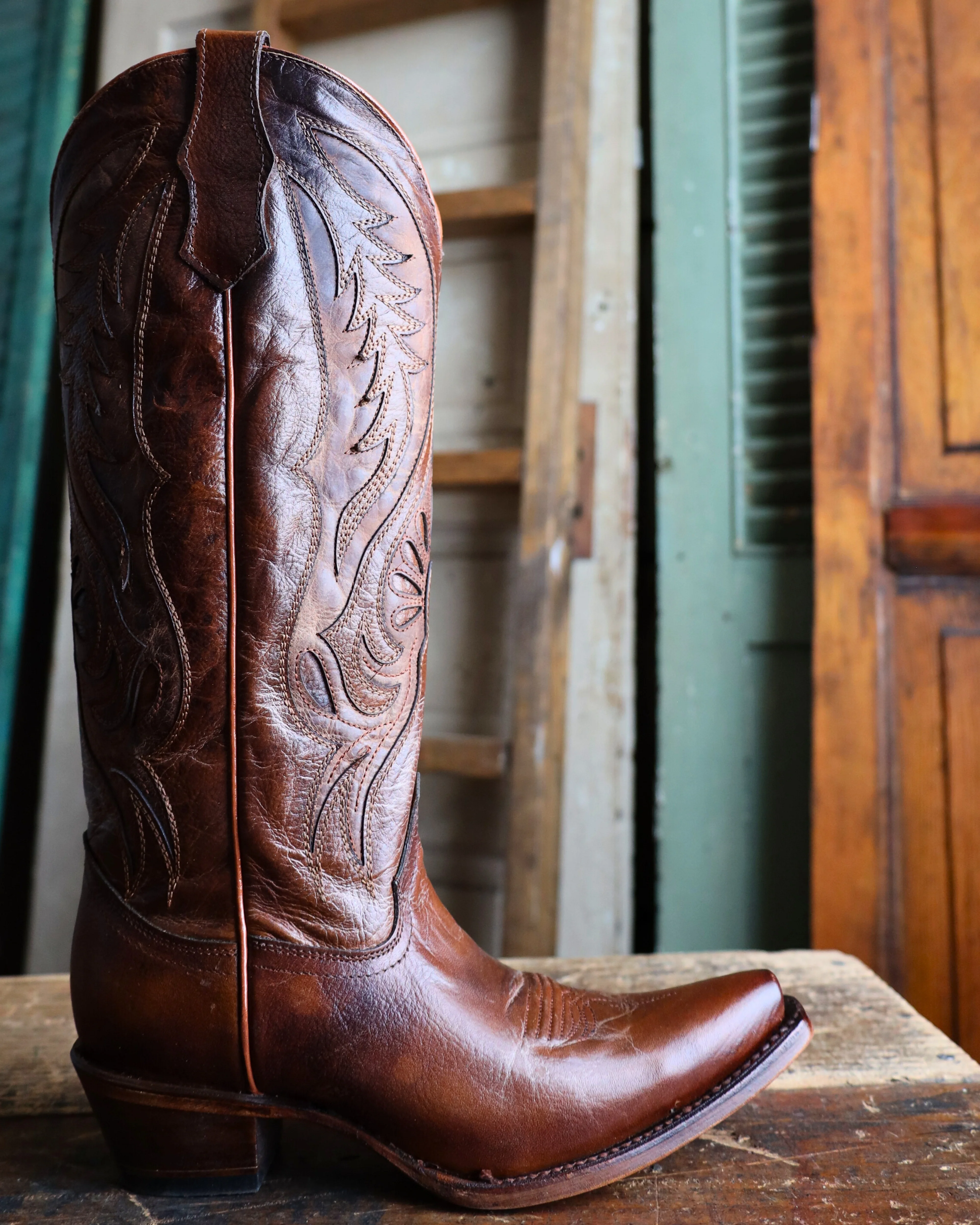 Circle G by Corral Women's Bronze with Inlays Snip Toe 14" Boots - Image 8