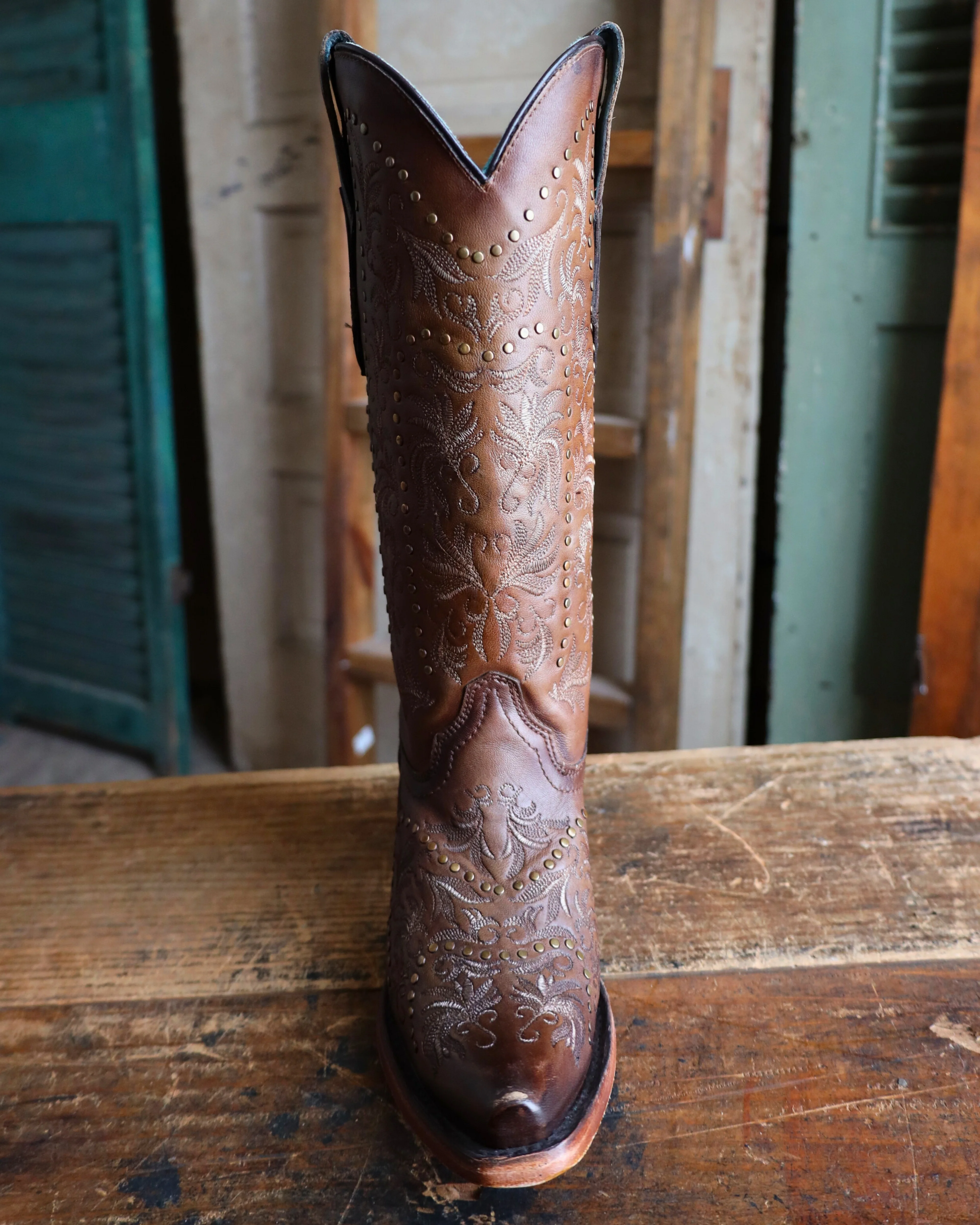 CORRAL WOMEN'S MAPLE SNIP TOE EMBROIDERED STUDS 13" BOOT - Image 3