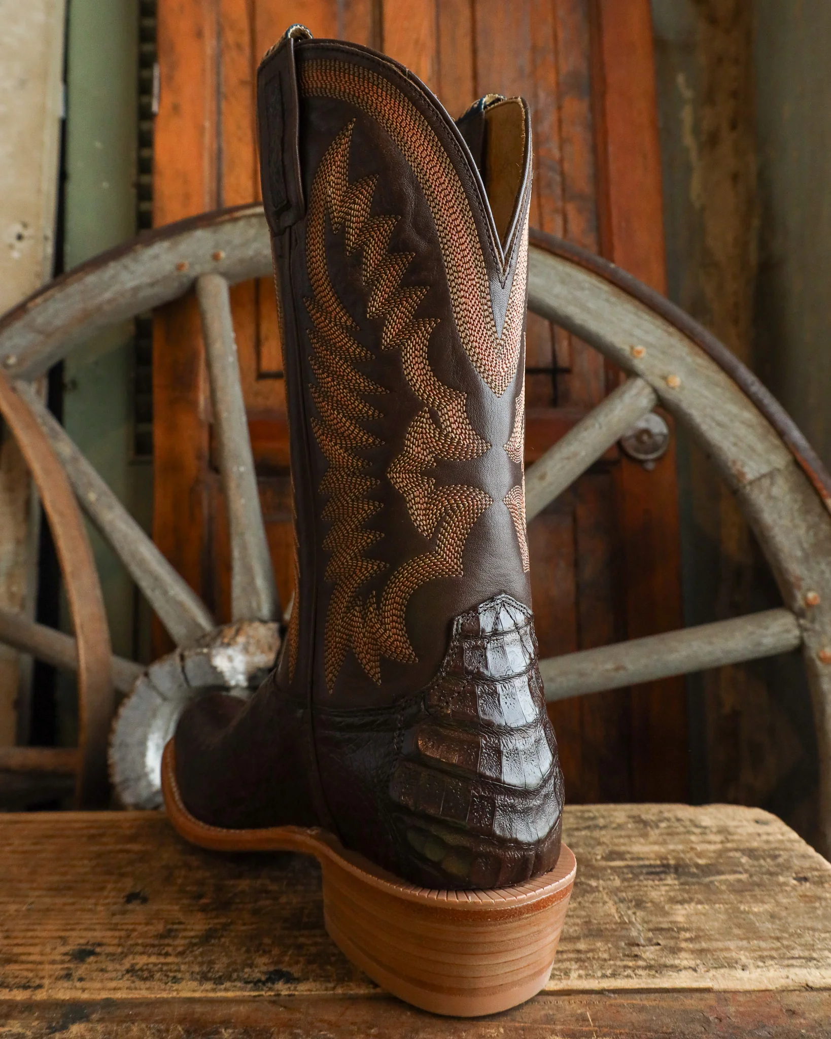Hyer Men's Pratt Caiman Coffee and Chocolate 13" Boot - Image 6