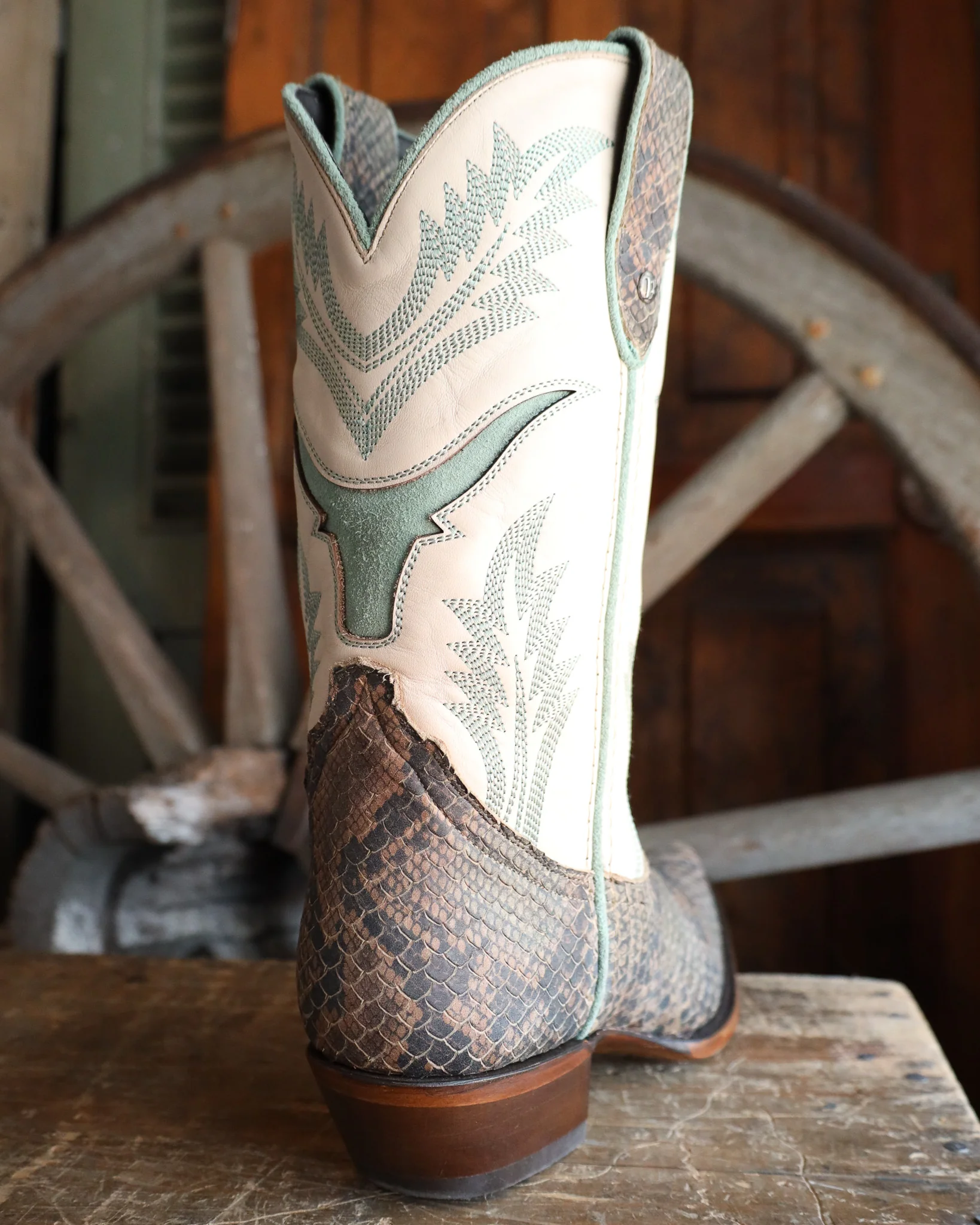 Maverick Exclusive Liberty Black 15th Birthday Steer Inlay Snake Print Boot - Image 7