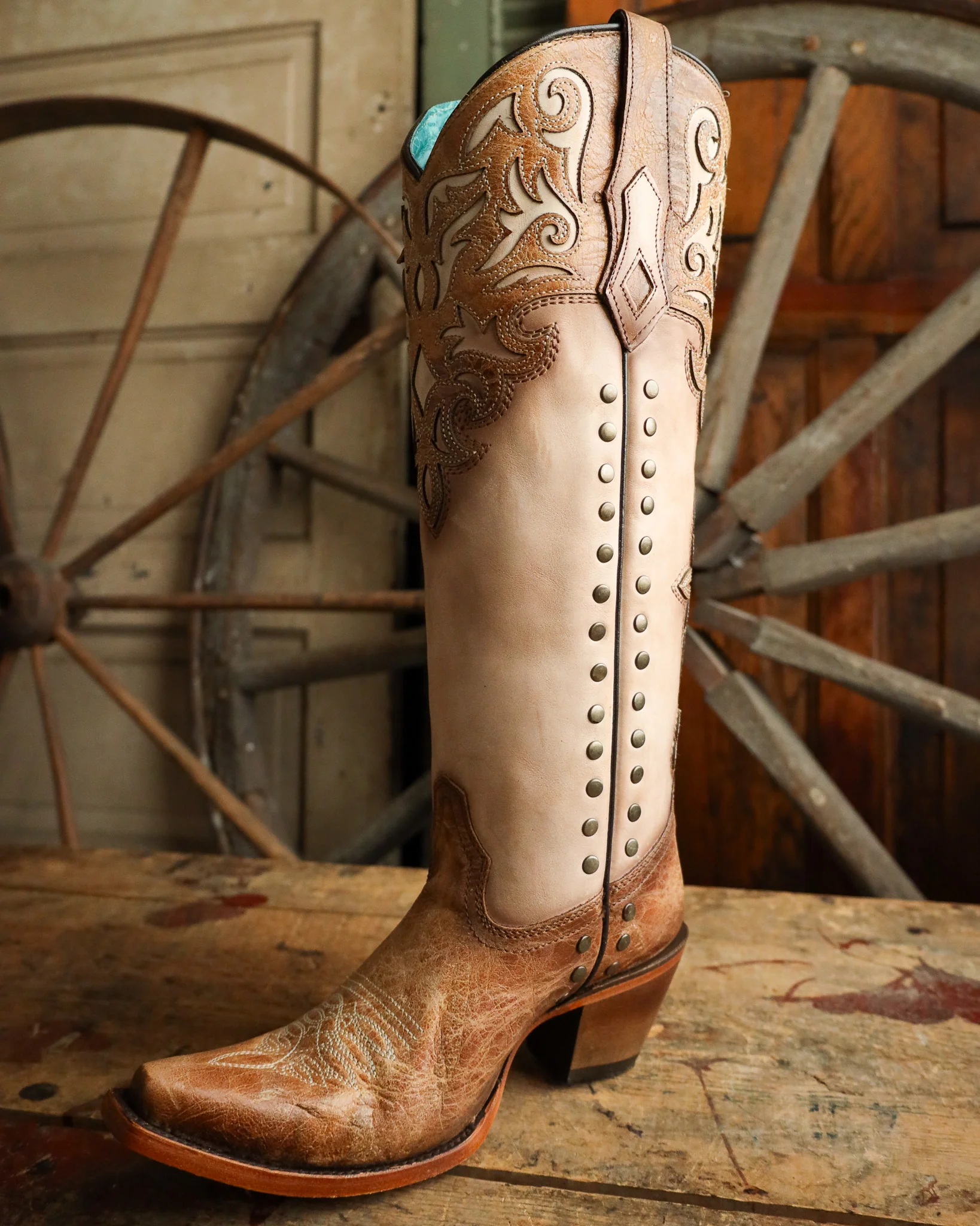 Corral Women's Tall Overlay Embroidery and Stud 15" Boot - Image 5