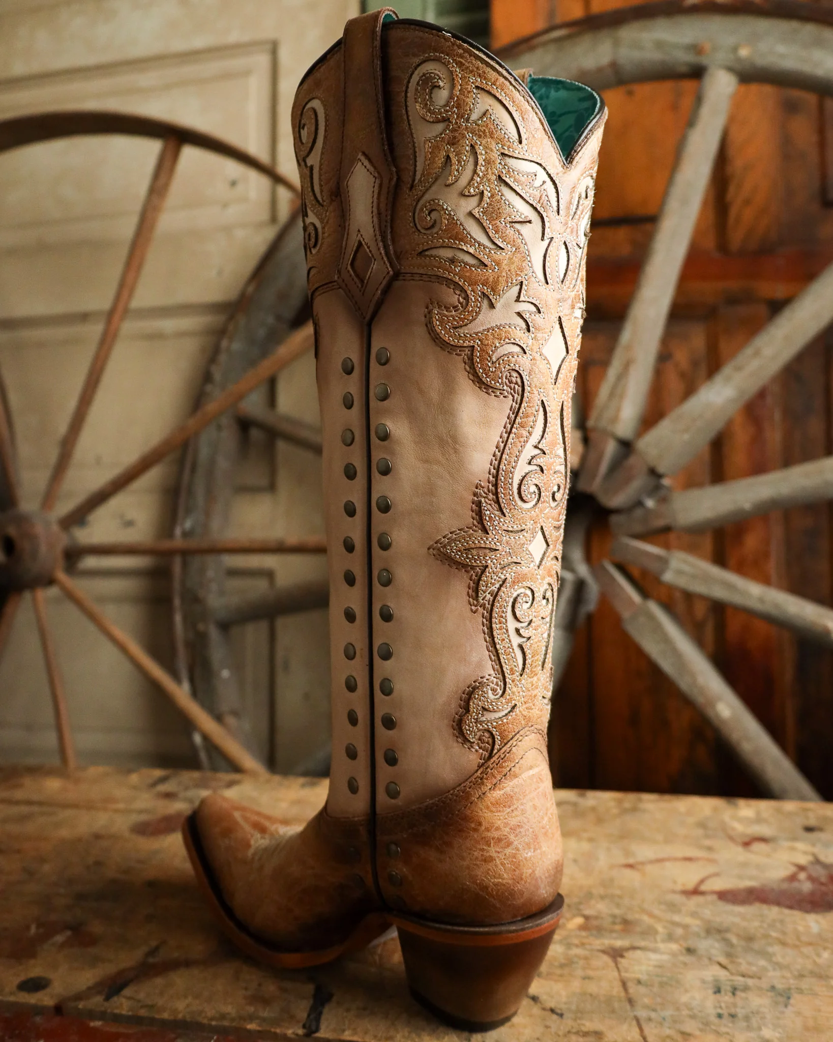Corral Women's Tall Overlay Embroidery and Stud 15" Boot - Image 6