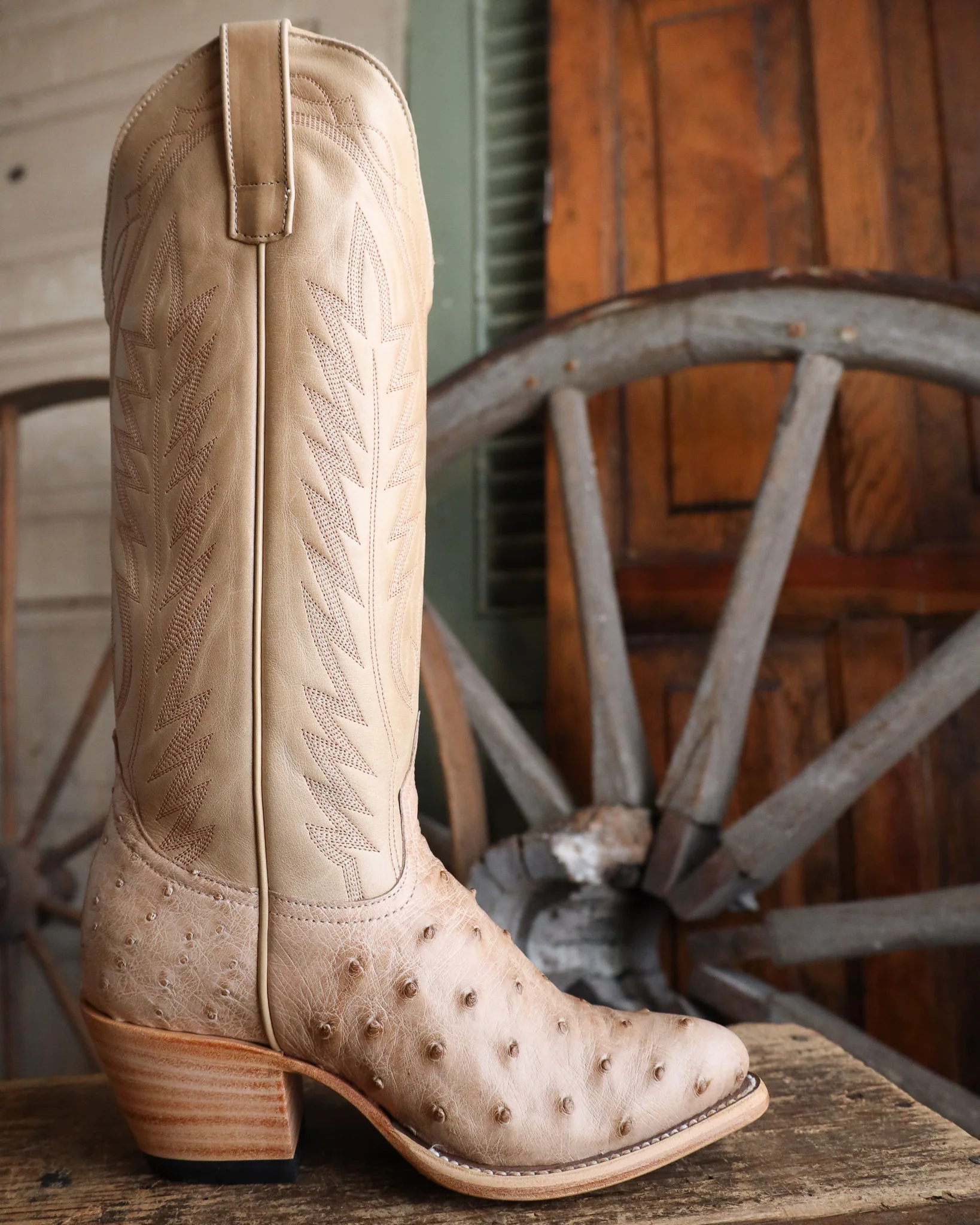 Macie Bean Women's Tan Ostrich 15" Boot