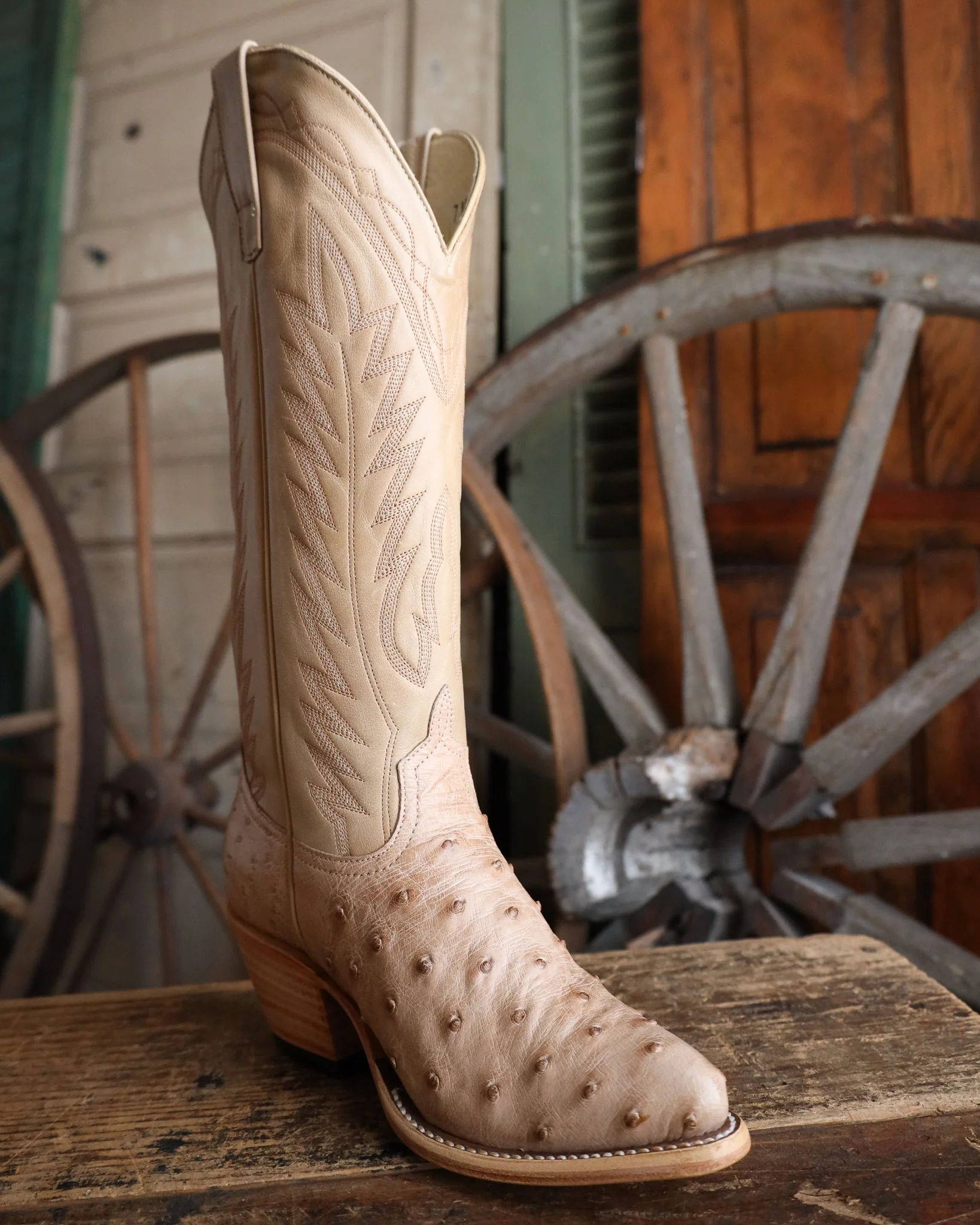 Macie Bean Women's Tan Ostrich 15" Boot - Image 2