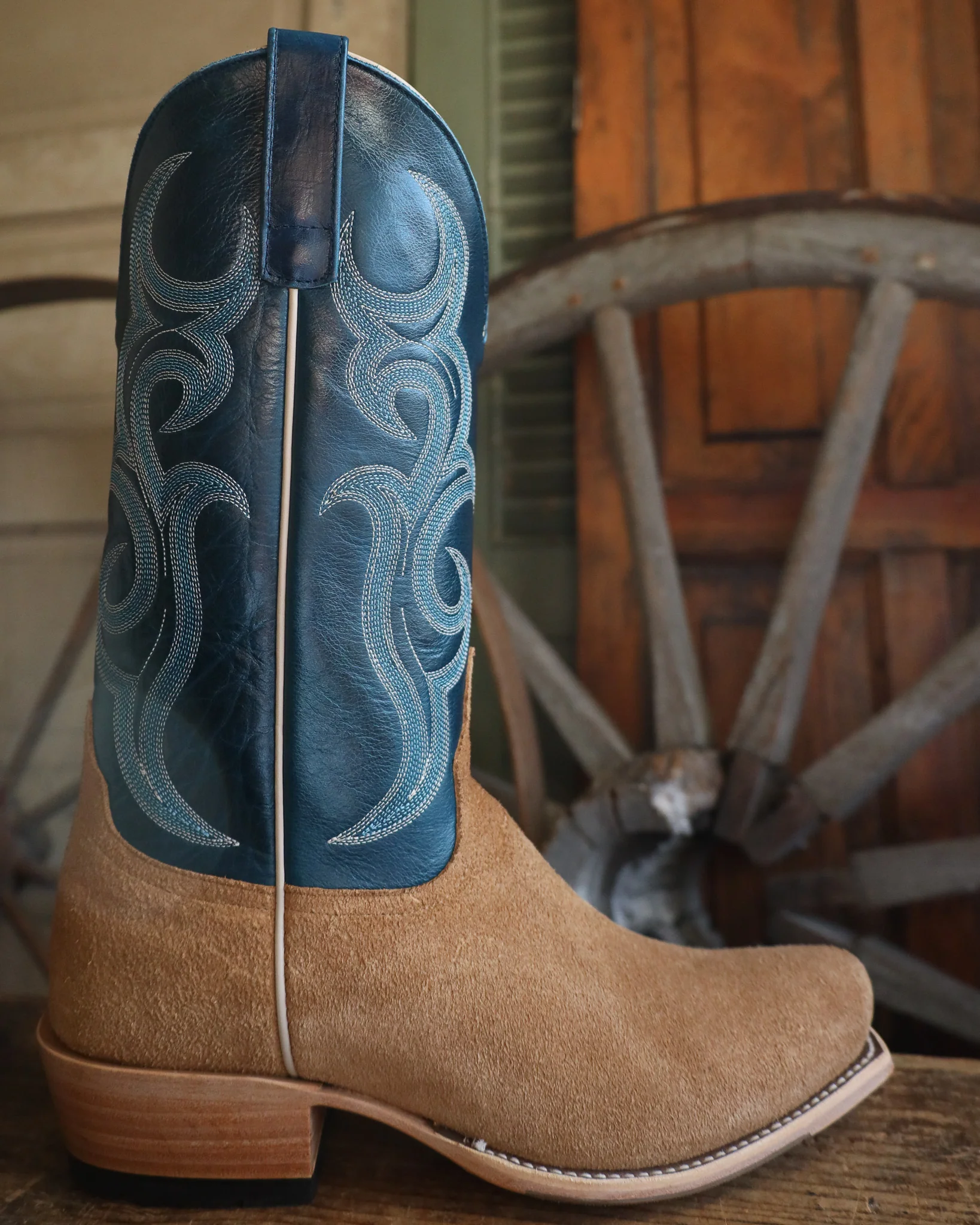 Horse Power Men's Tan Roughout Blue Top 13" Boot