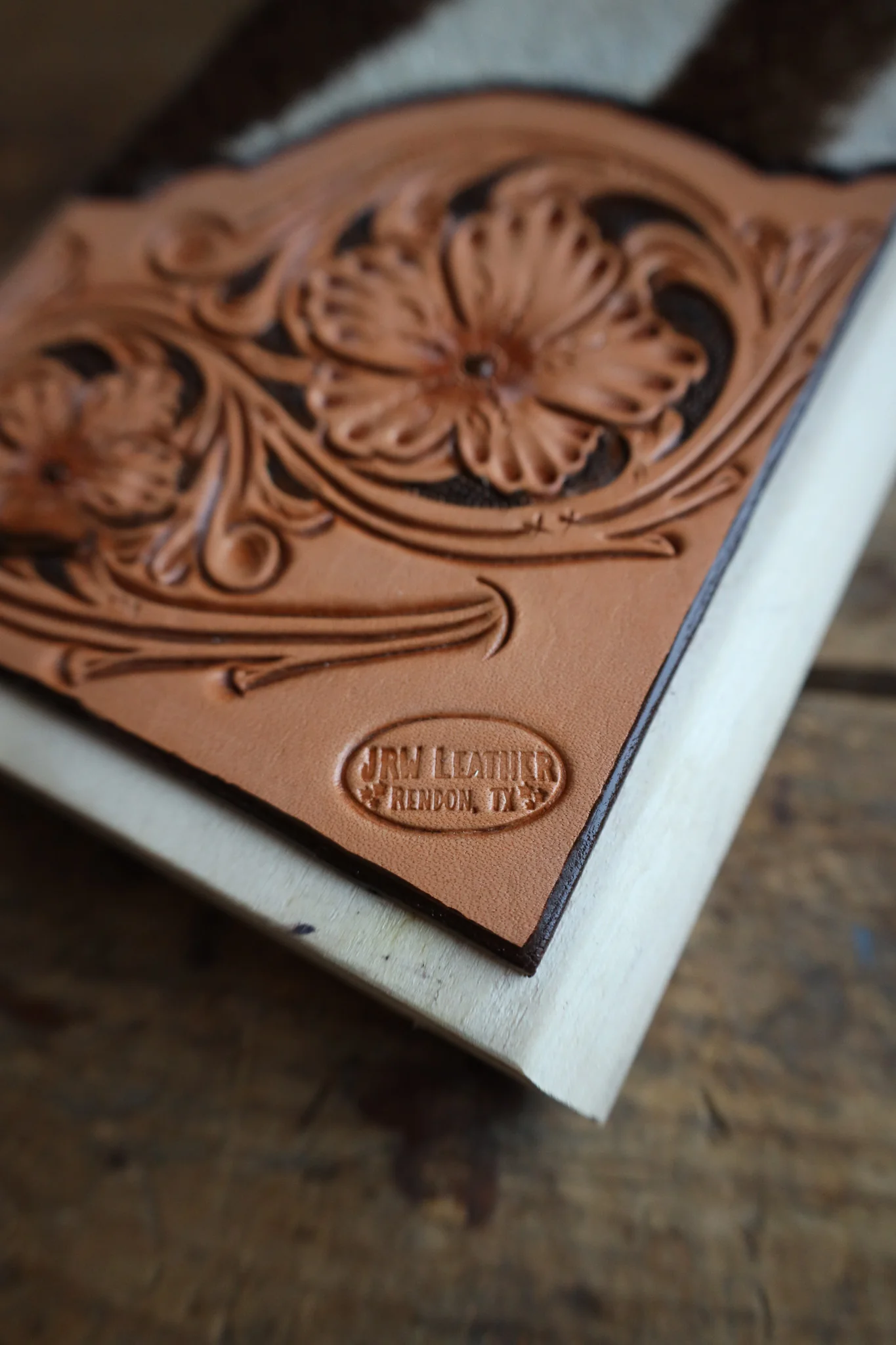 JRW Leather Zebra With Tooled Leather Boot Jack - Image 4