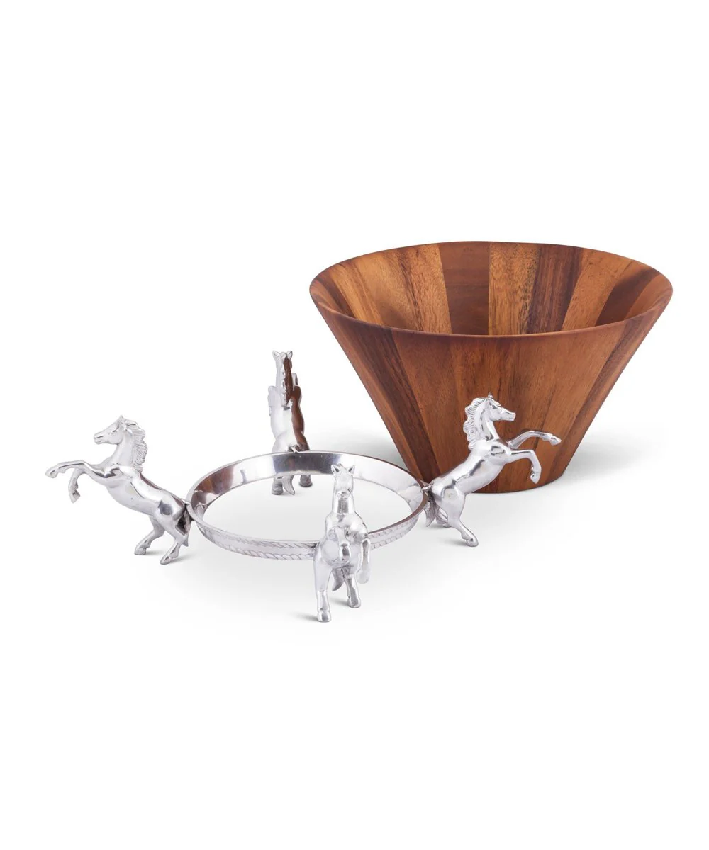ARTHUR COURT WOOD HORSE BOWL - Image 3