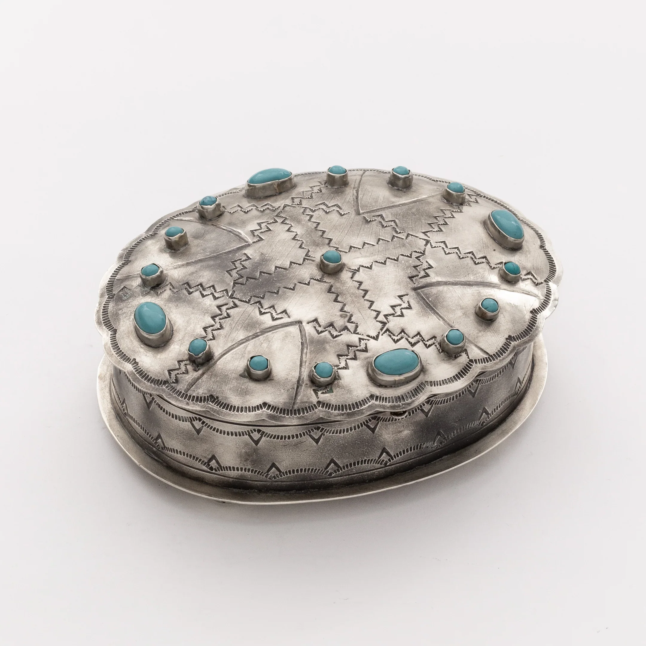 J. Alexander Oval Stamped With Turquoise Box