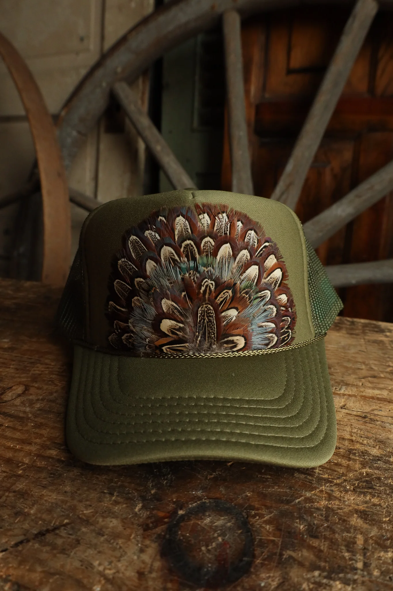 Feather Trucker Cap- Green