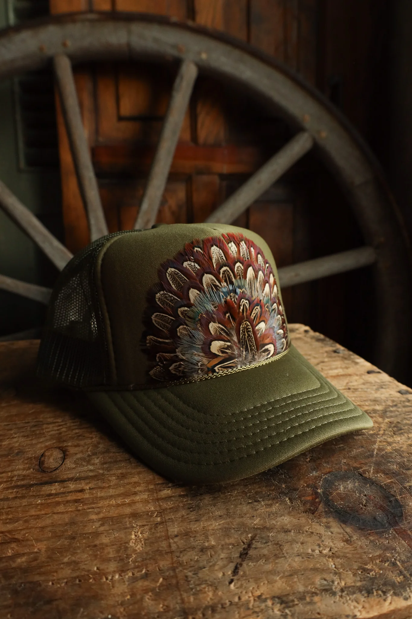 Feather Trucker Cap- Green - Image 2