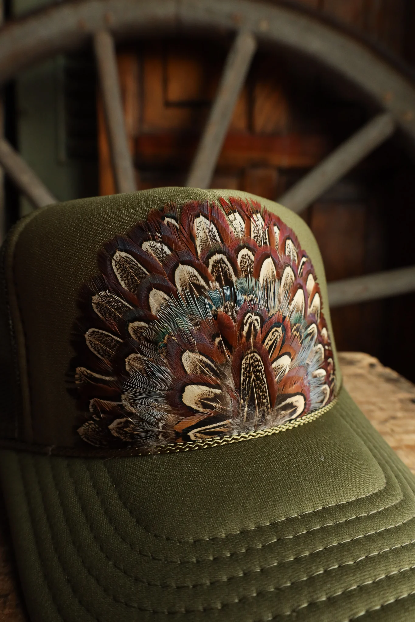 Feather Trucker Cap- Green - Image 3