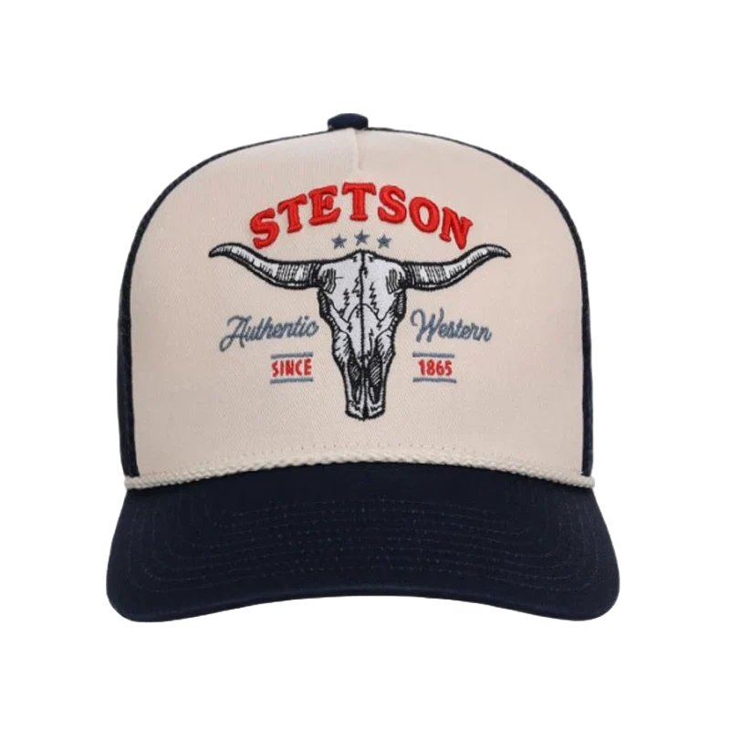 Stetson Authentic Western Skull Graphic Navy Trucker