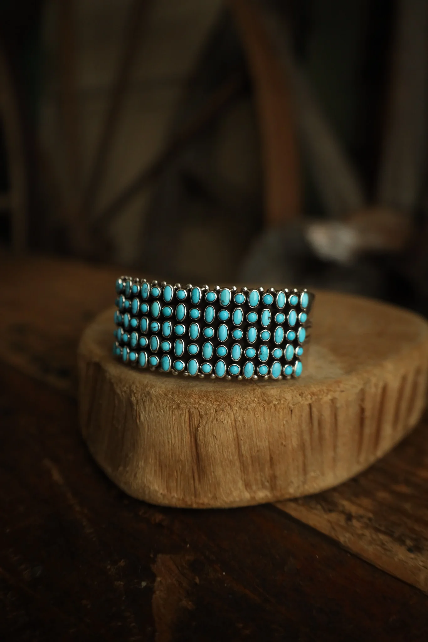 5 Rows Tiny Turquoise 1" Wide Cuff - Image 5