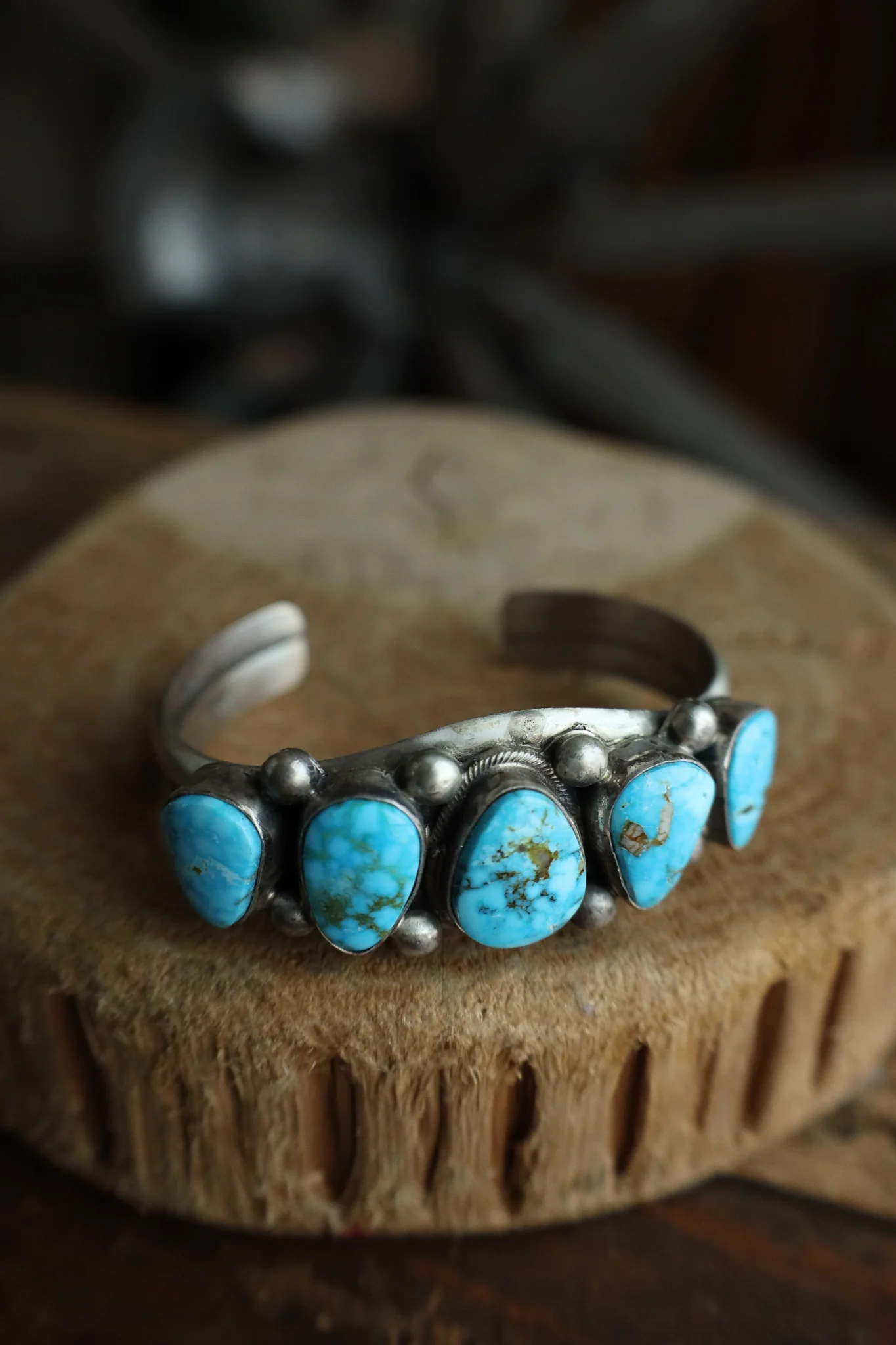 5 Turquoise Sterling Silver Dots Cuff - Image 2