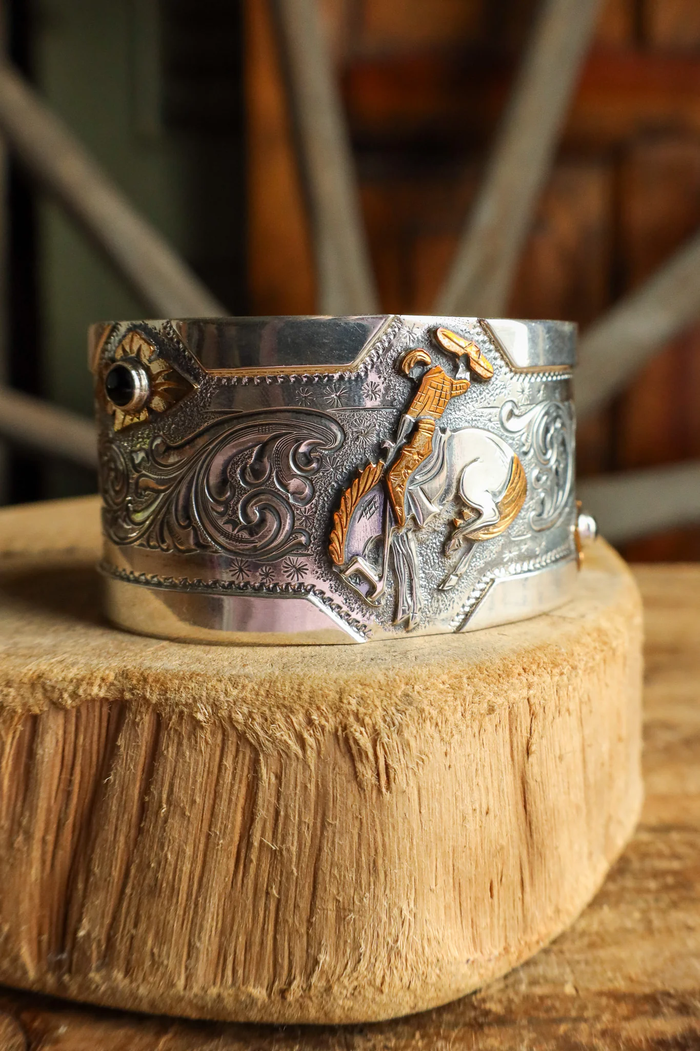 Vogt Bronc Rider Garnets 1.5" Cuff - Image 2