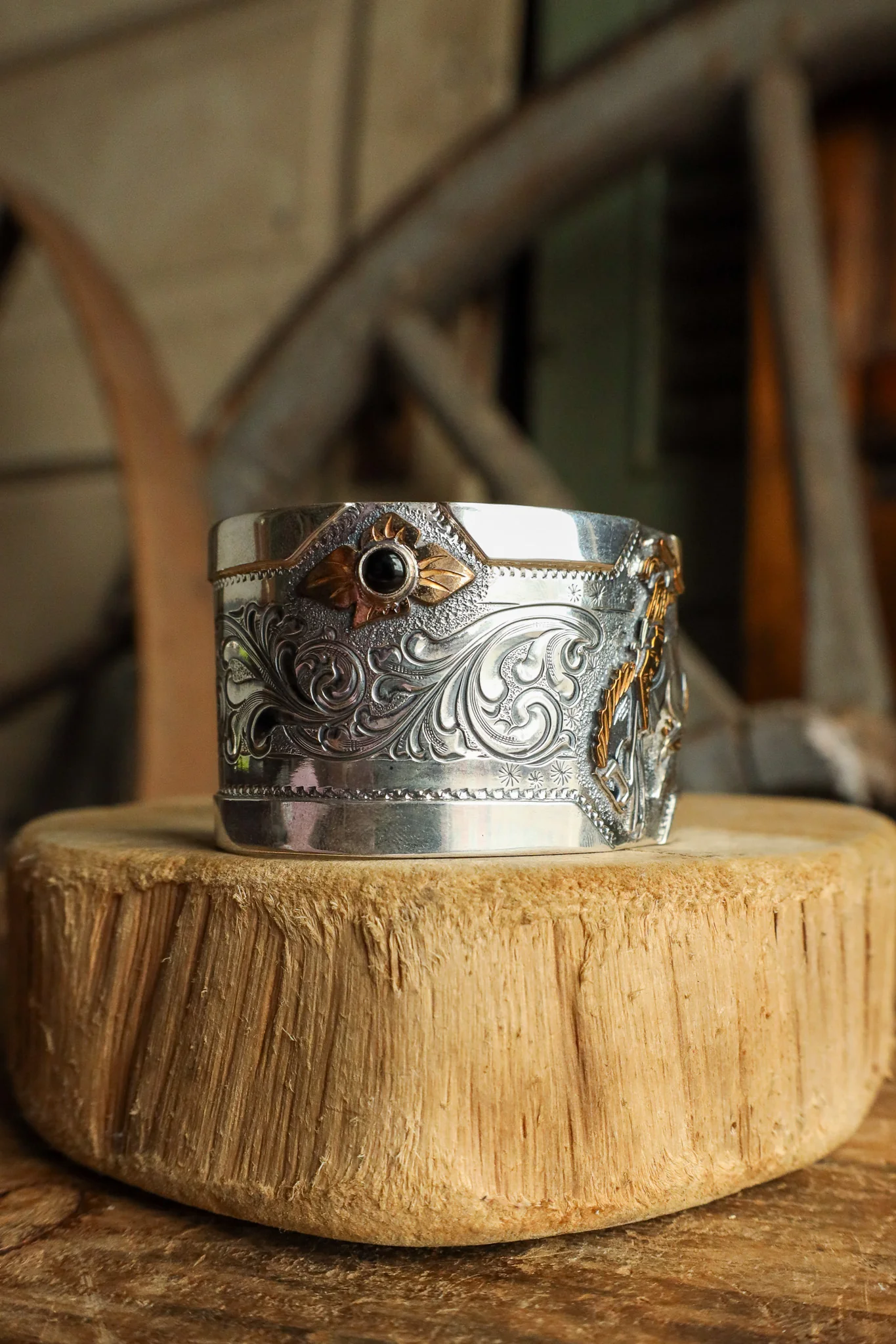 Vogt Bronc Rider Garnets 1.5" Cuff - Image 6