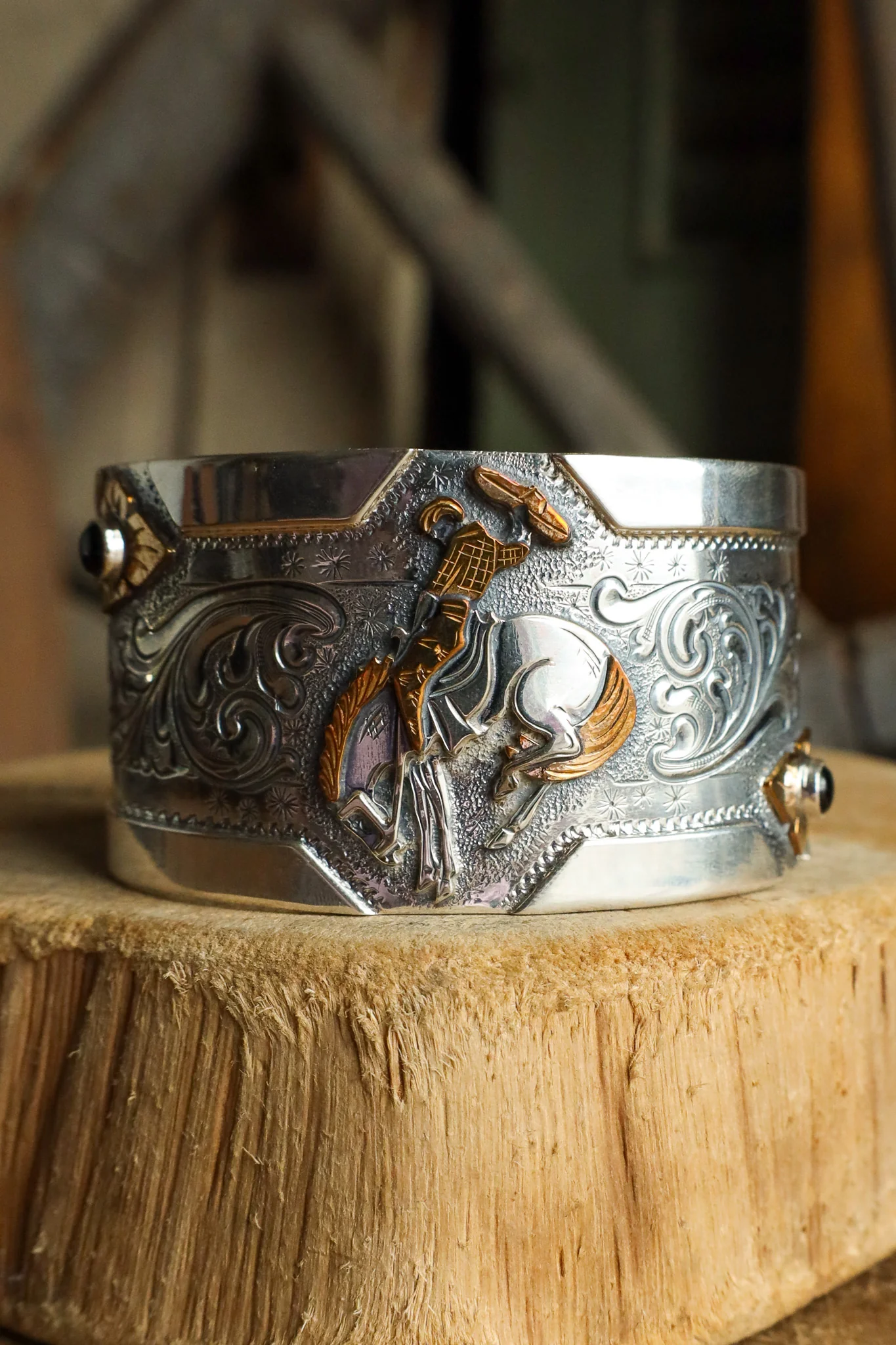 Vogt Bronc Rider Garnets 1.5" Cuff - Image 8