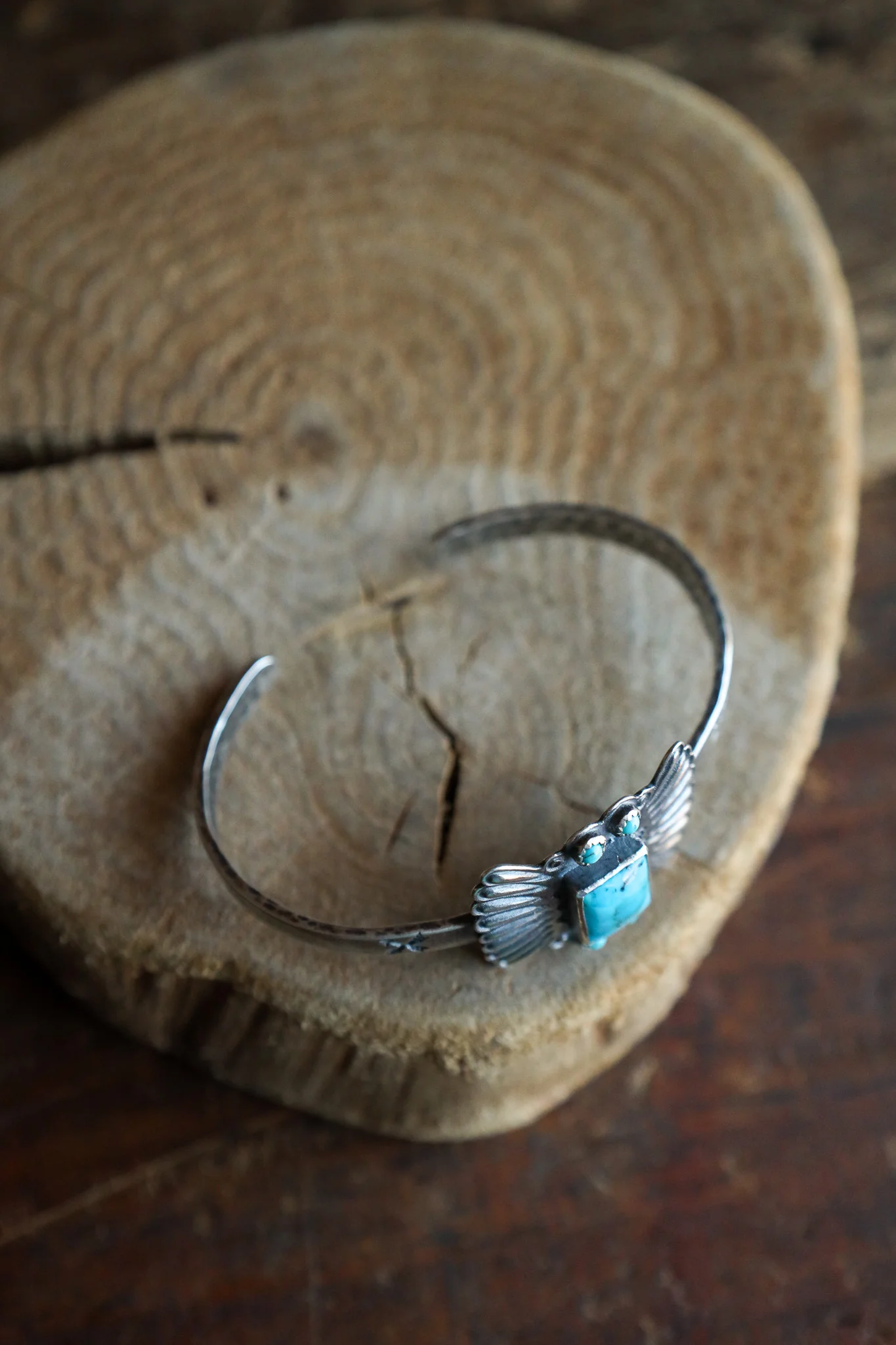 Peyote Bird Butterfly Concho With Turquoise Cuff - Image 4